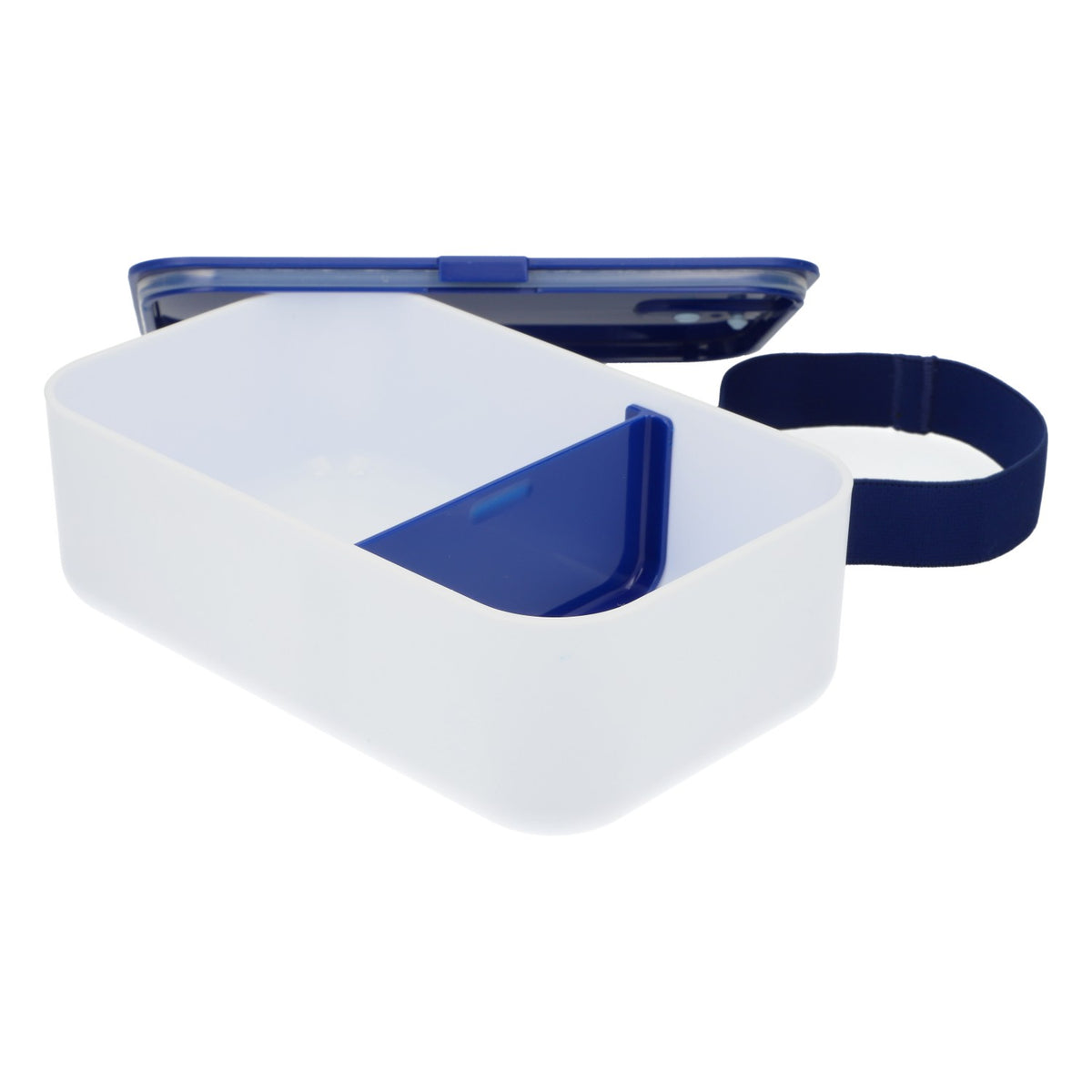 Contenitore per il pranzo Gerolsteiner, adatto al microonde, blu e bianco, con divisorio