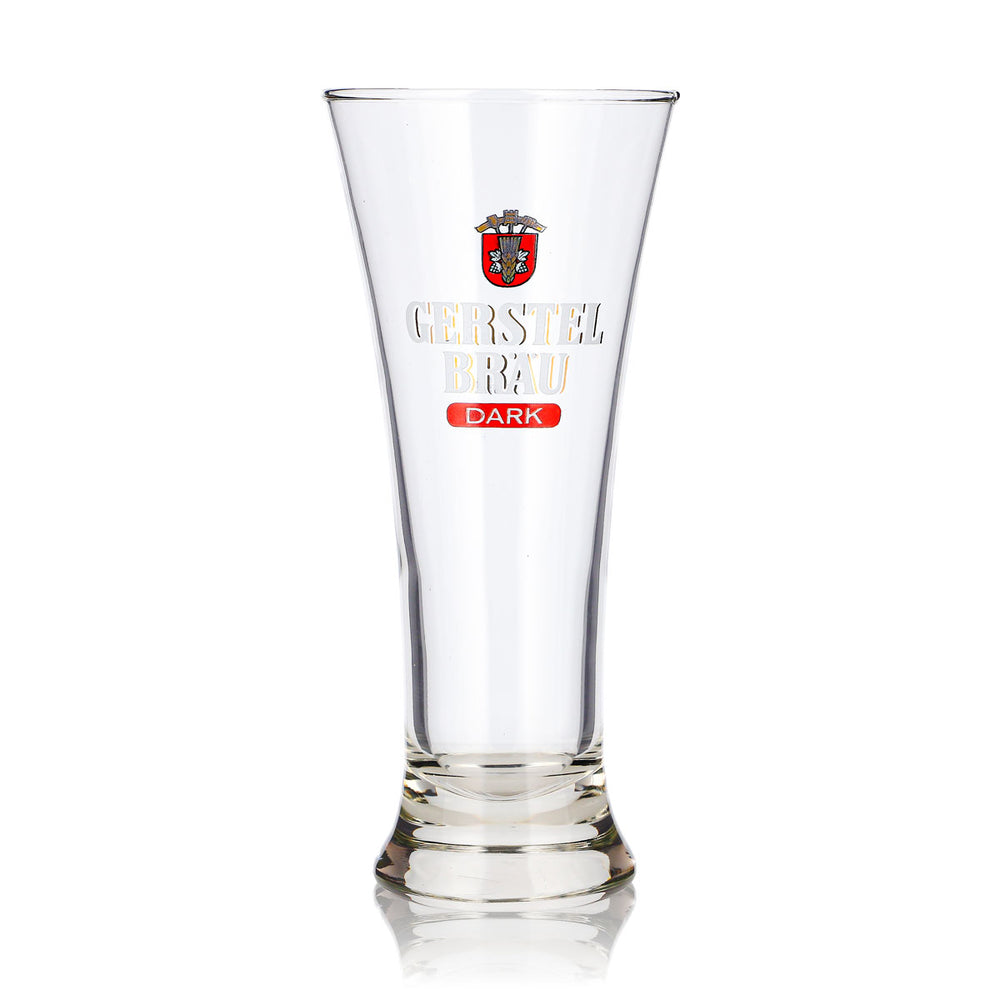 Bicchiere da birra Gerstel Bräu da 0,32 l, modello long drink, con logo rosso, Dark Durabor