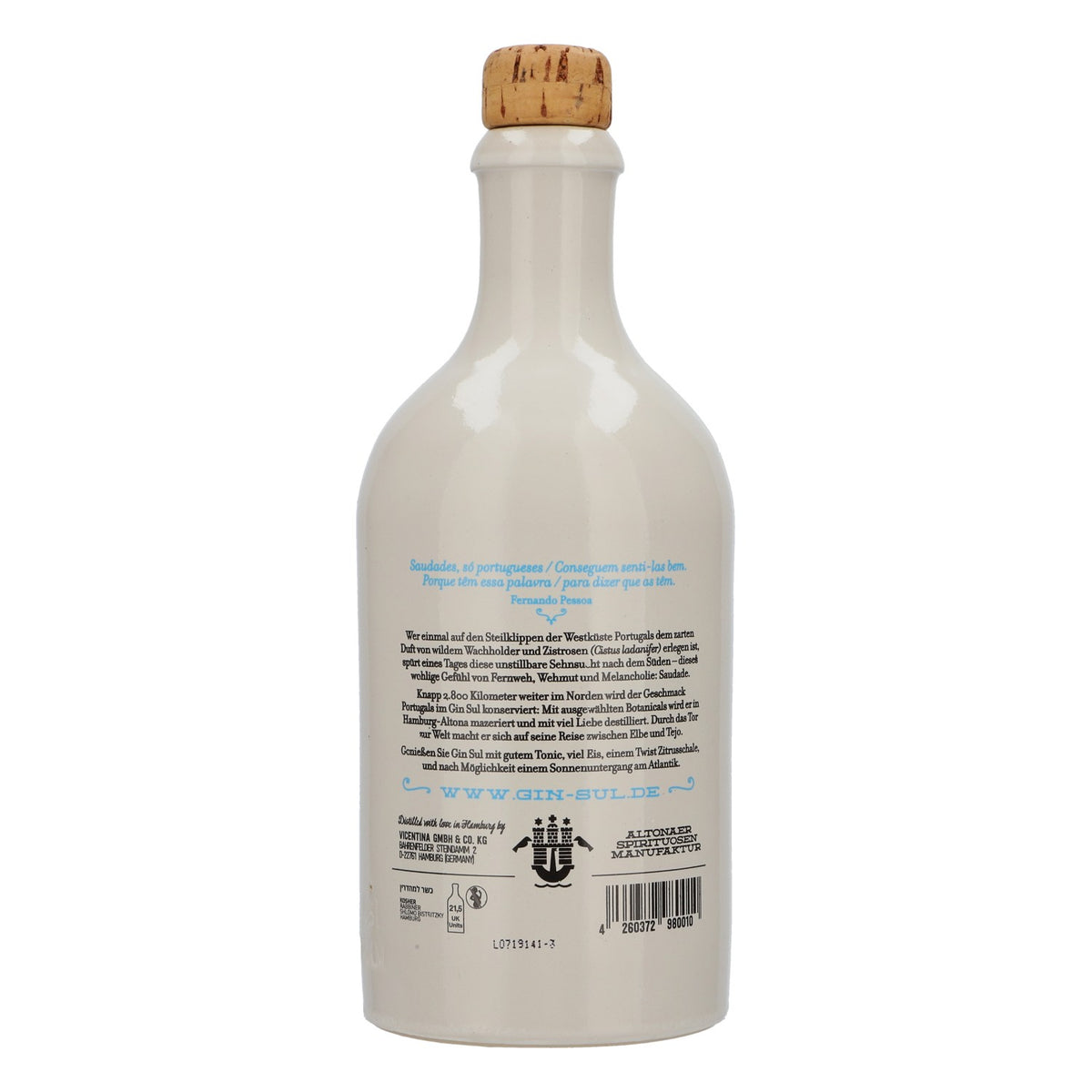 Gin Sul Gin Bottiglia vuota Bottiglia decorativa Bottiglia da vetrina Bottiglia da esposizione  0,5 l – Vista 3