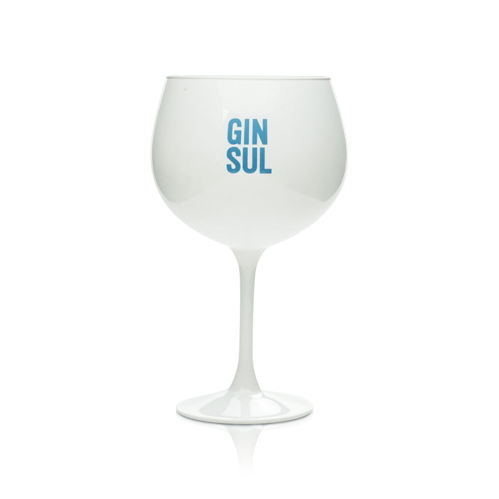 Gin in bicchiere da 0,5 l, bottiglia a palloncino Copa, bianco laccato, Gin Tonic con ghiaccio