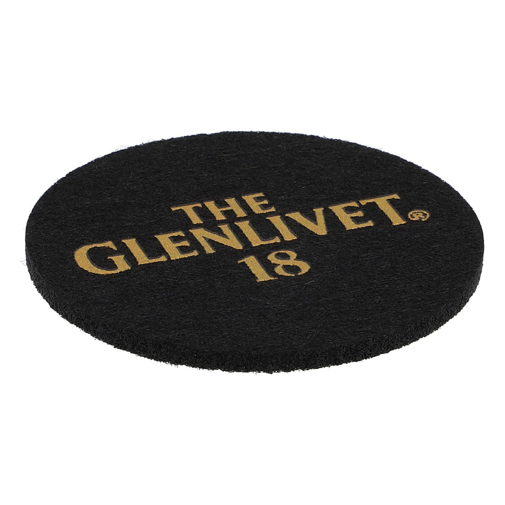Sottobicchiere in feltro Glenlivet Whisky Sottobicchiere in vetro Nero 6,2 cm di diametro "Glenlivet 18"