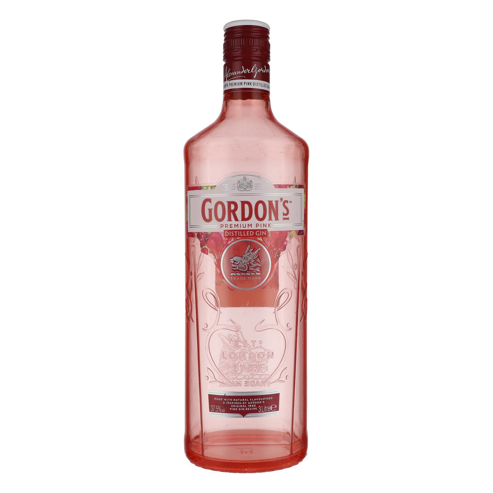 Gordon's Pink Gin BOTTIGLIA VUOTA in acrilico Bottiglia decorativa Bottiglia da esposizione Vetrina 3 l