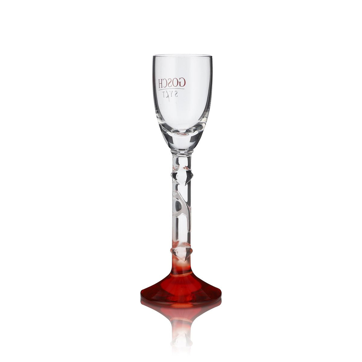 Gosch Glas Set di bicchieri da acquavite Sylt da 4 cl con base rossa Bicchieri da liquore Bicchieri da grappa Gastro – Vista 2
