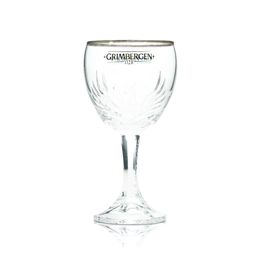 Bicchiere da birra Grimbergen 0,15 l calice tulipano con rilievo contorno fenice bicchieri mini
