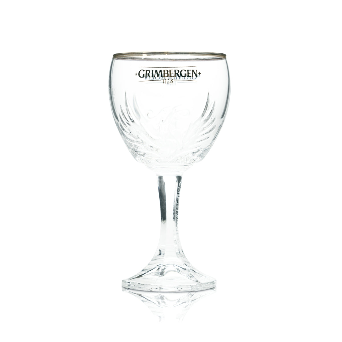 Bicchiere da birra Grimbergen 0,15 l calice tulipano con rilievo contorno fenice bicchieri mini