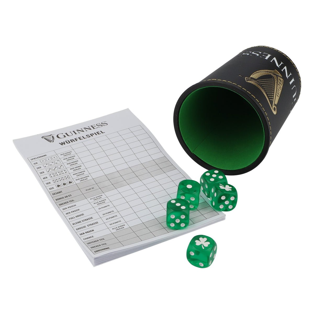 Guinness Birra Gioco dei dadi Tazza dei dadi Serata giochi Dadi verdi