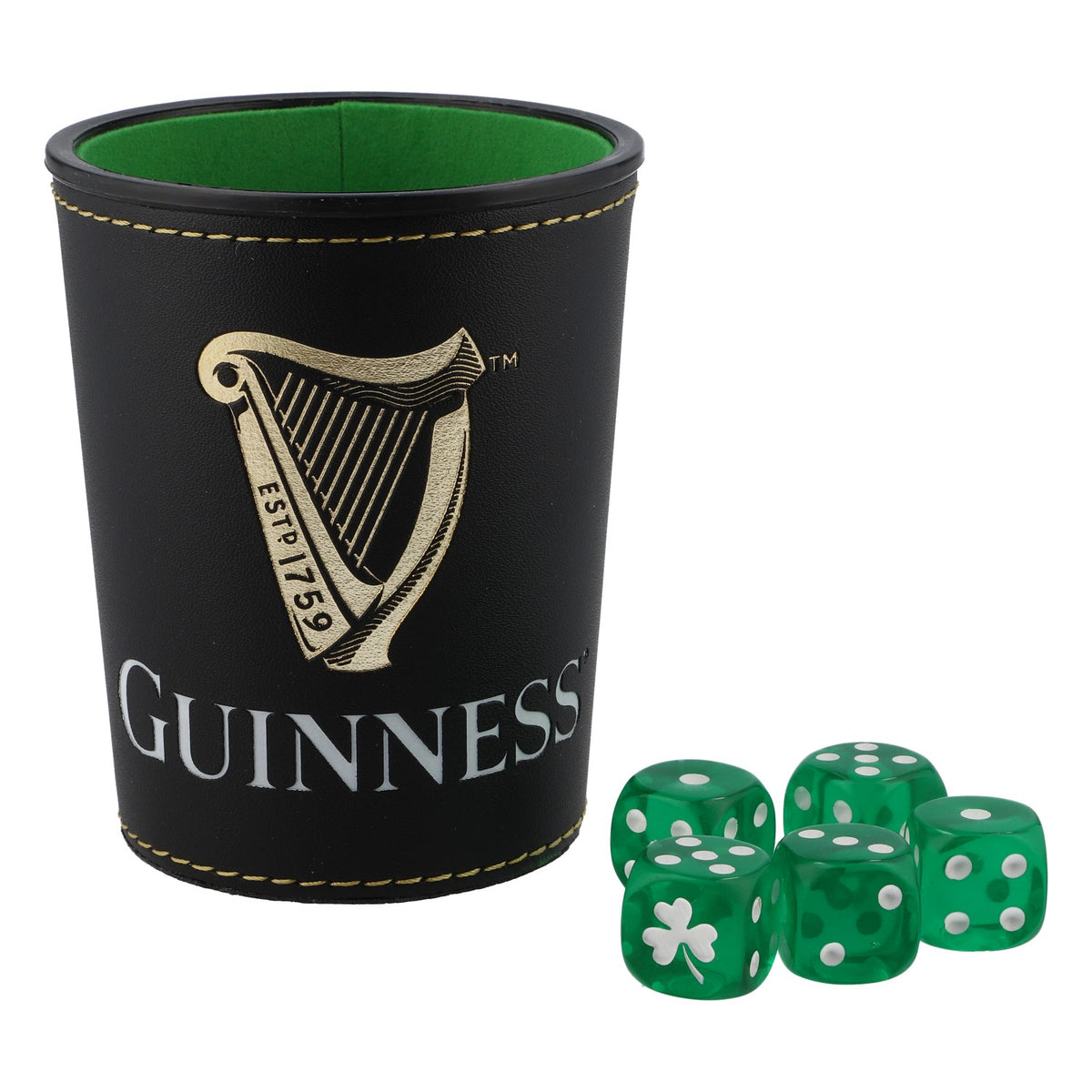 Guinness Birra Gioco dei dadi Tazza dei dadi Serata giochi Dadi verdi – Vista 2