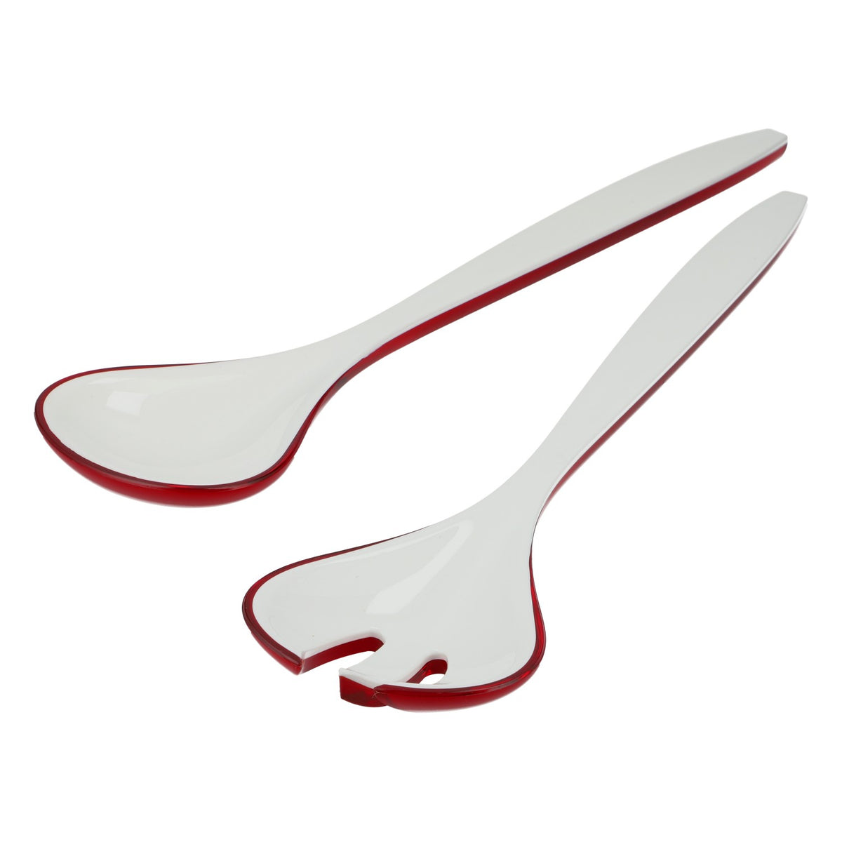 Guzzini Happy Hour Posate da insalata in plastica rosso-bianche, set da 2 pezzi, design