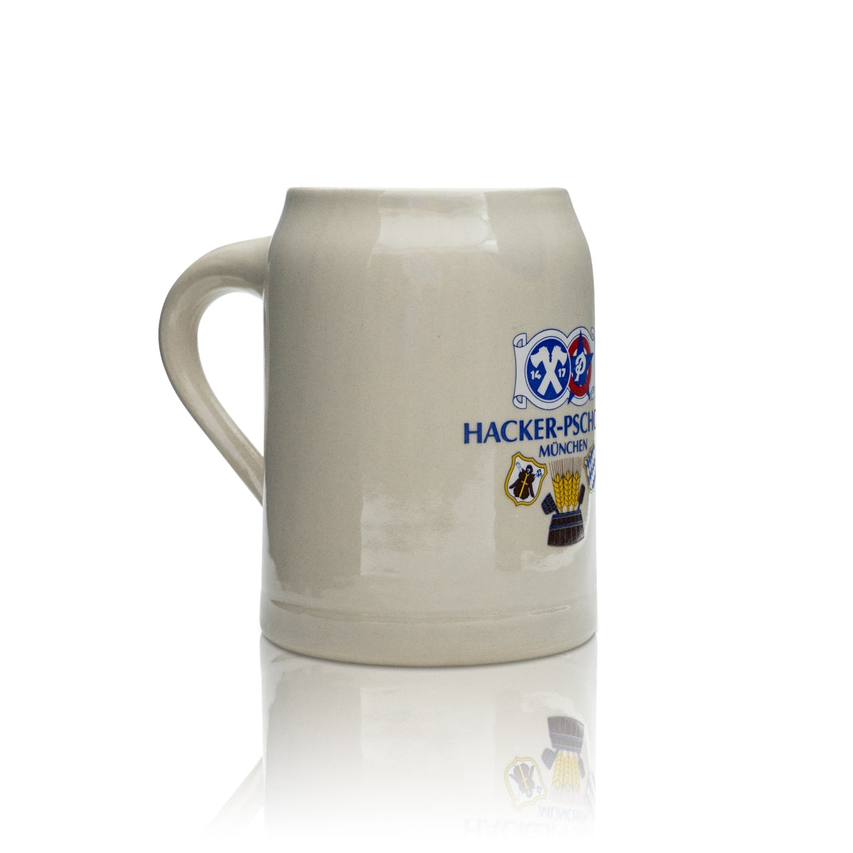 Boccale da birra Hacker Pschorr in vetro 0,5 l, boccale tradizionale, bicchieri Seidel, gastronomia, Monaco di Baviera, birrificio – Vista 2