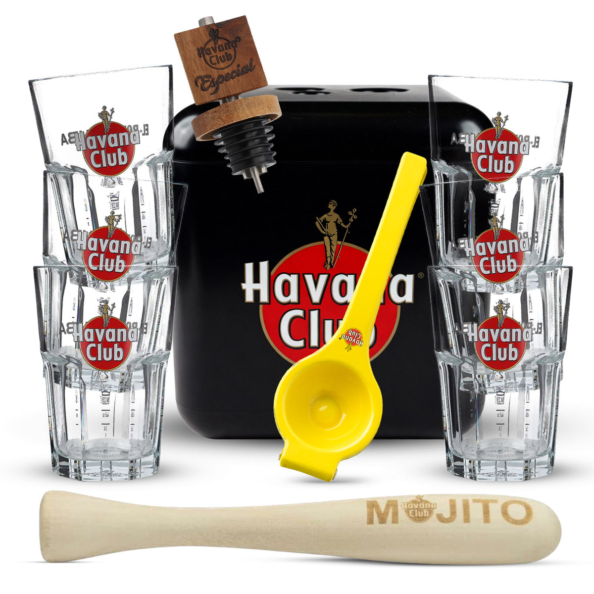 Set Havana Club Bar Bundle II composto da pestello, spremiagrumi, contenitore per ghiaccio e versatore