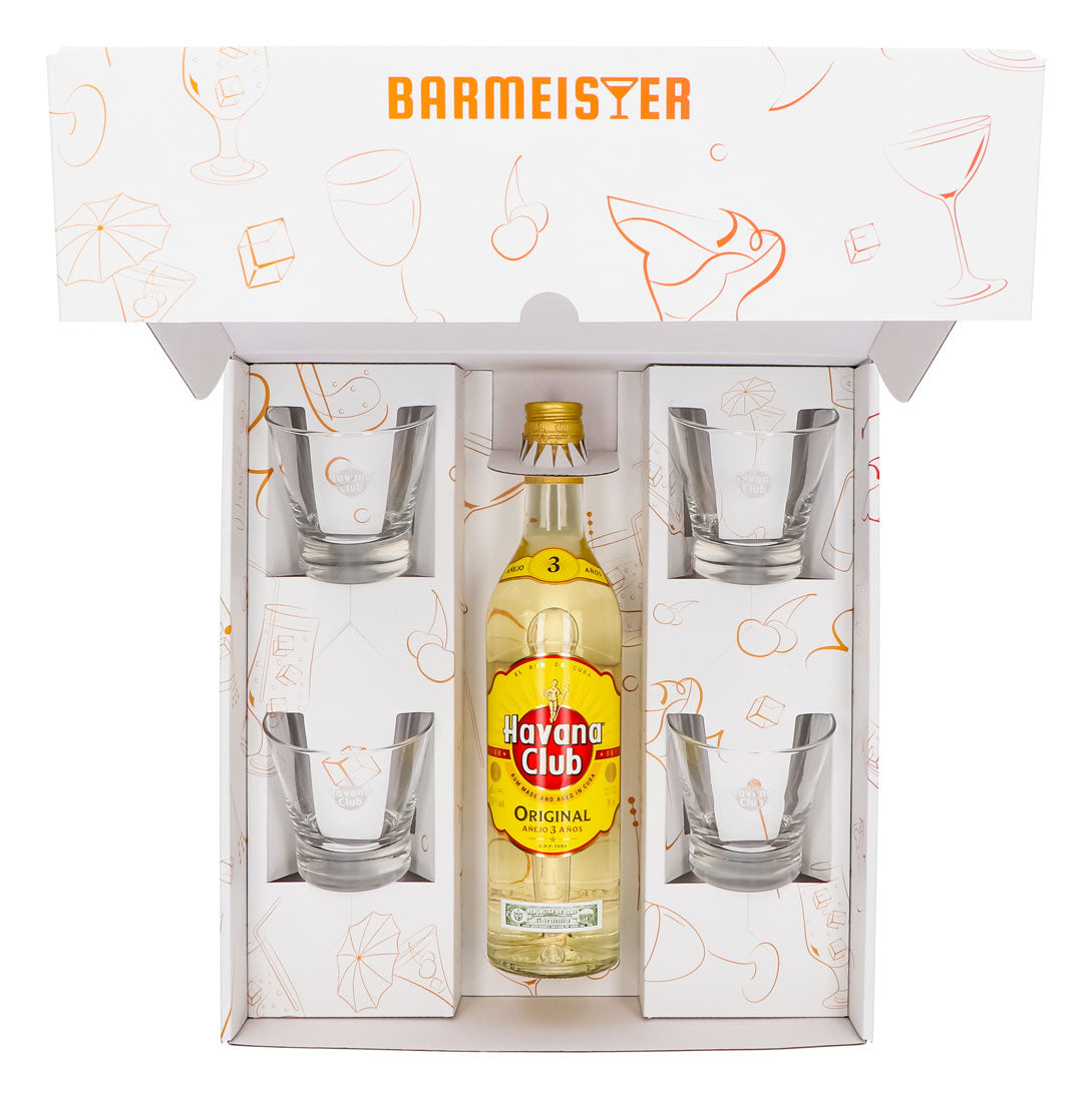 Havana Club Geschenkset 0,7l Flasche 37,5 % Vol. + Tumbler V-Form Gläser–Weiß – Ansicht 5