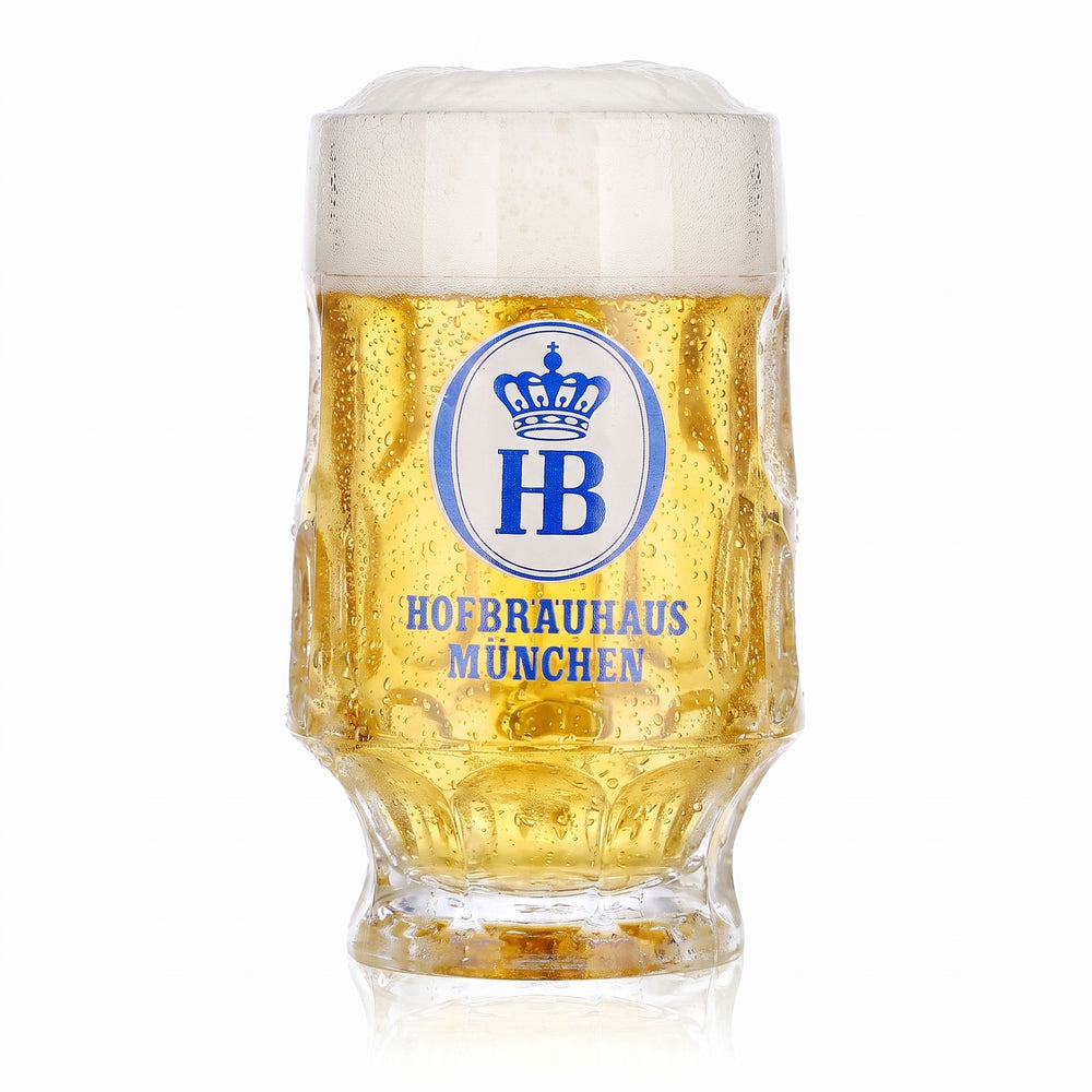 Bicchiere da birra HB Monaco da 0,25 l, con logo in rilievo blu/bianco