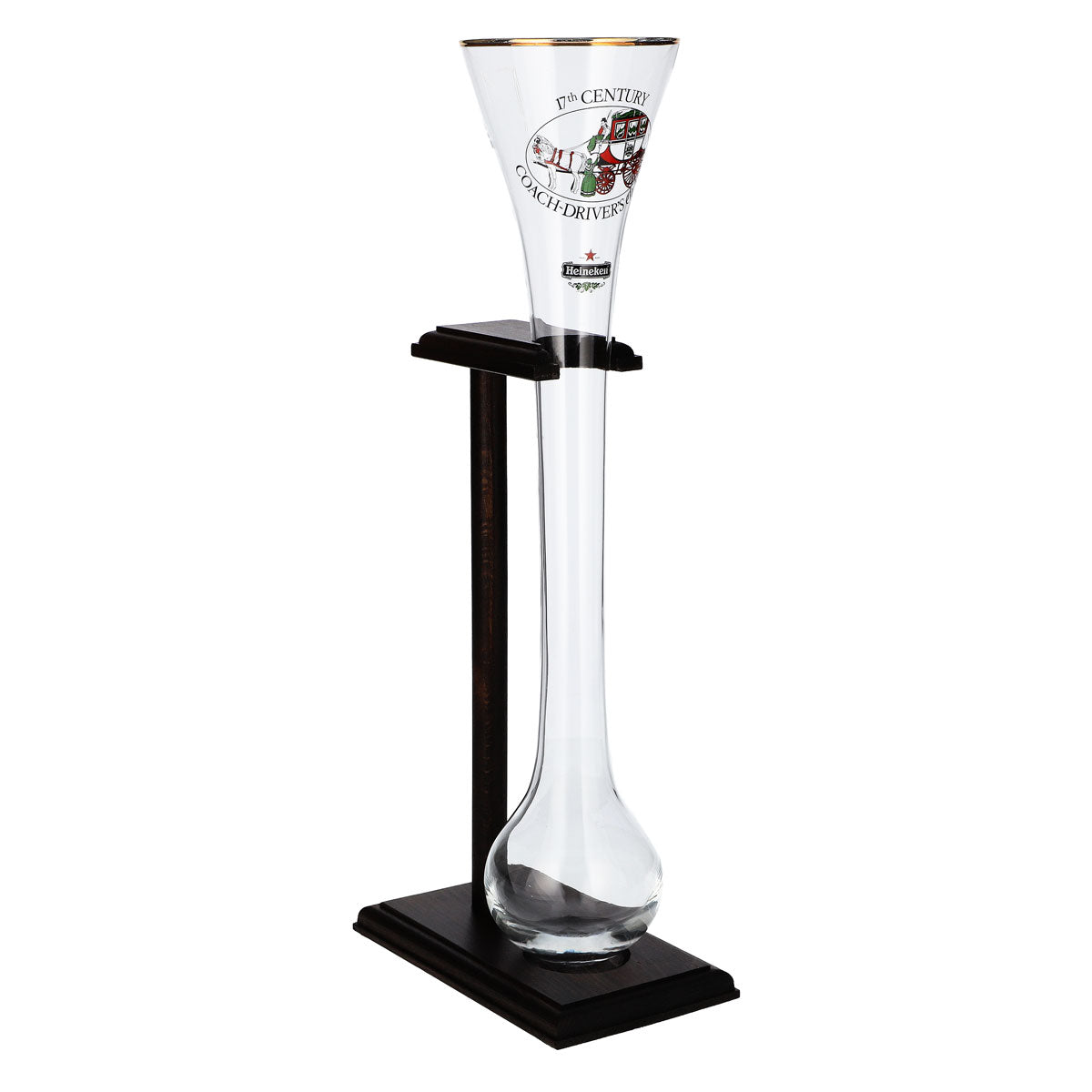 Bicchiere da birra Heineken a forma di coppa, 0,73 l, soffiato a mano, con supporto in legno decorativo – Vista 2