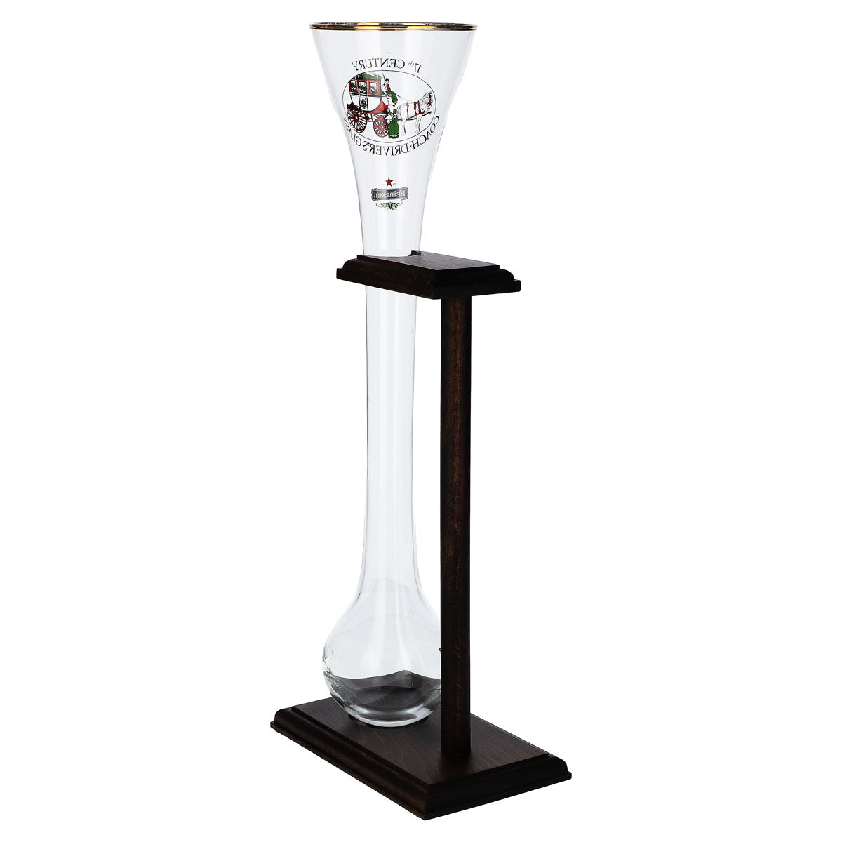 Bicchiere da birra Heineken a forma di coppa, 0,73 l, soffiato a mano, con supporto in legno decorativo – Vista 4