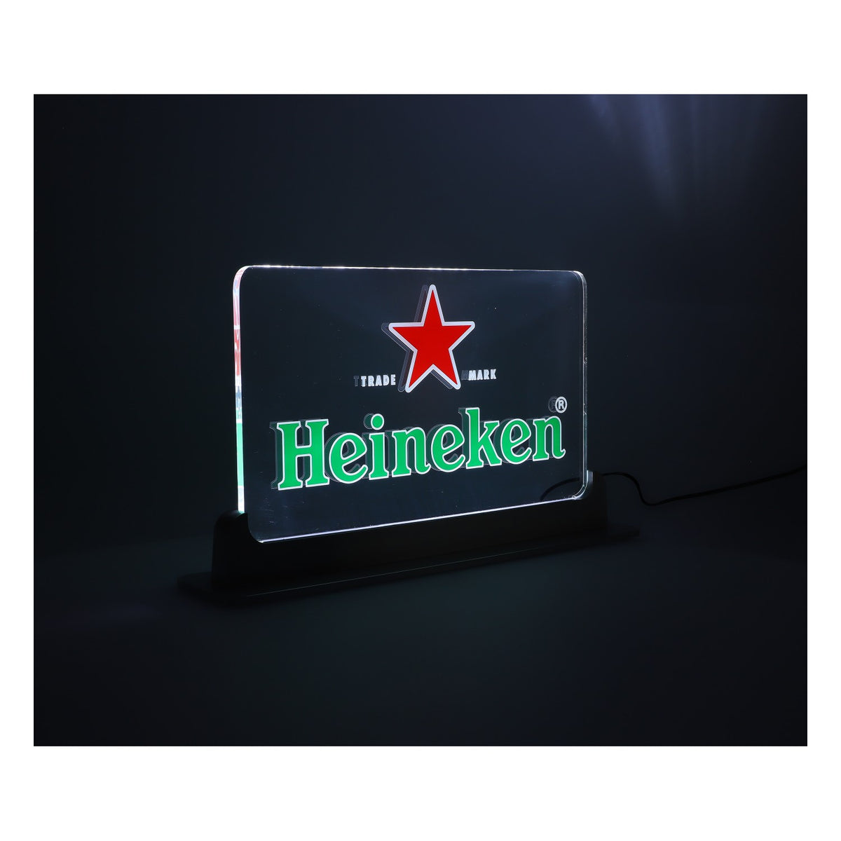 Heineken Birra Insegna luminosa Insegna pubblicitaria Cartello Trasparente Argento Pavimento