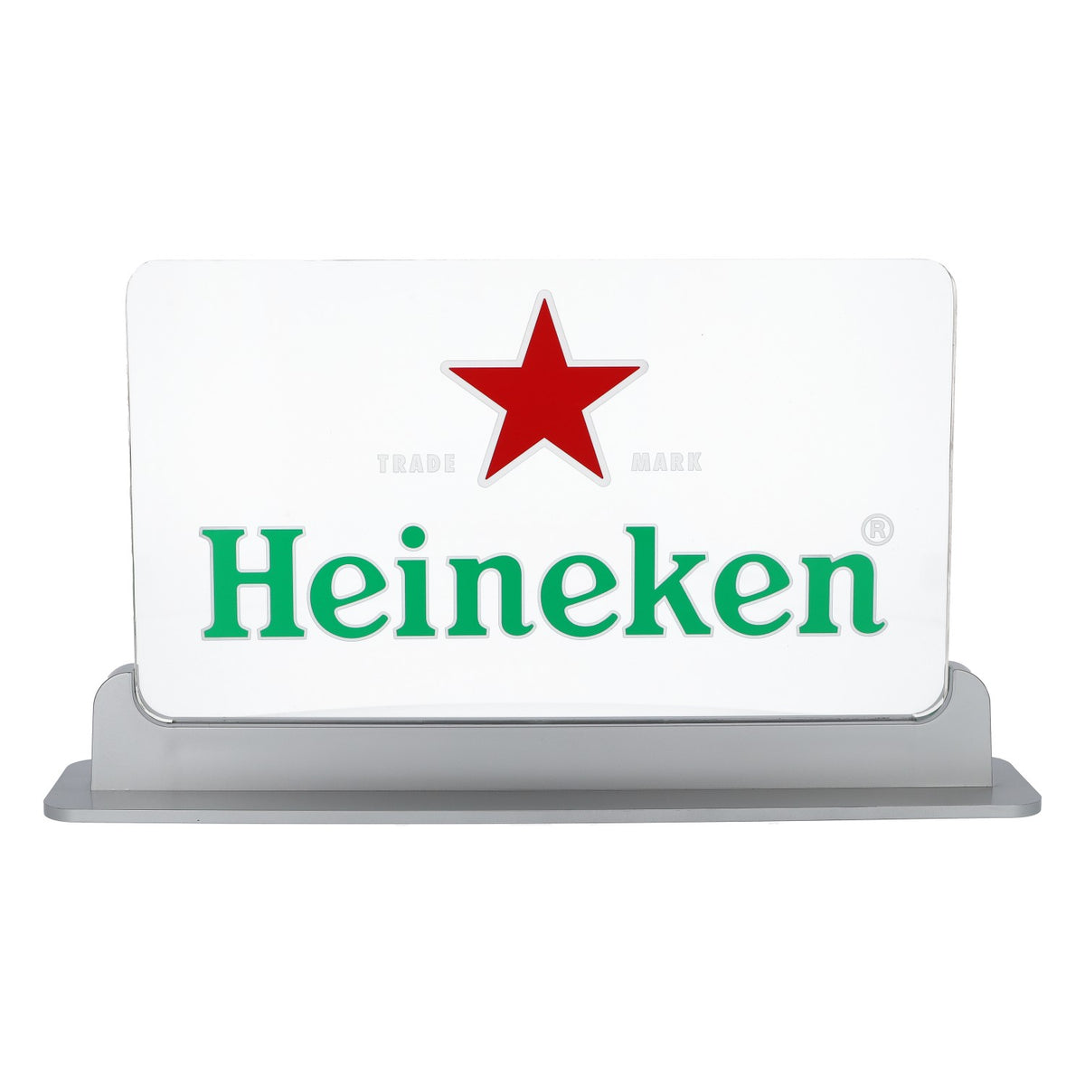 Heineken Birra Insegna luminosa Insegna pubblicitaria Cartello Trasparente Argento Pavimento – Vista 2
