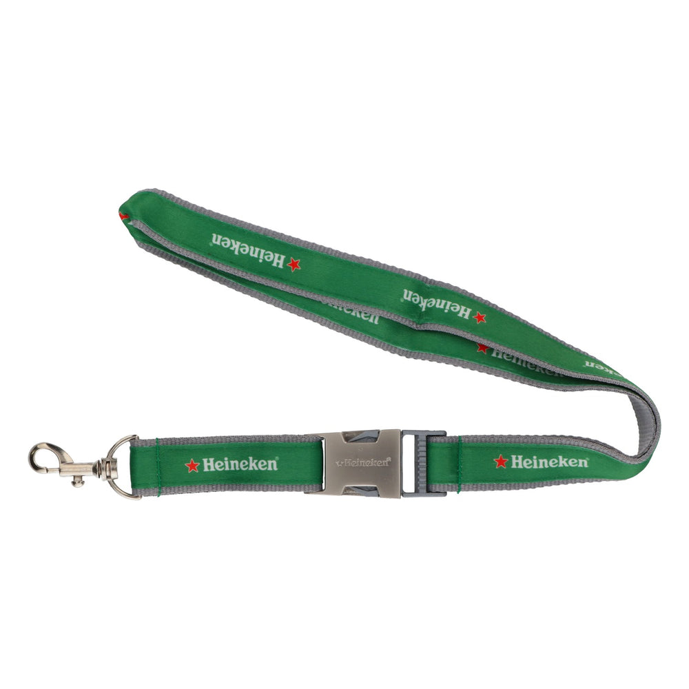 Laccetto Heineken con apribottiglie e fibbia in metallo, verde/grigio