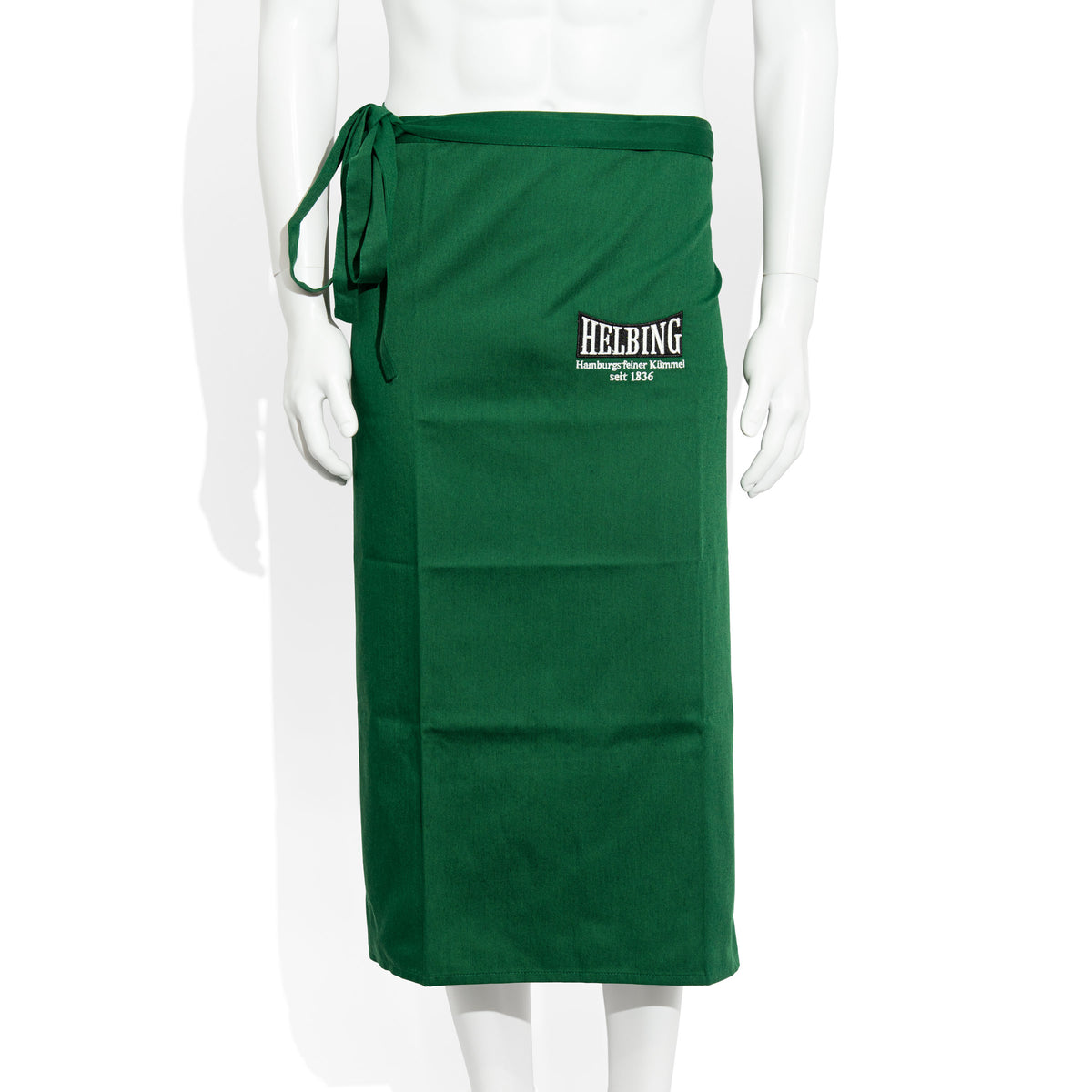 Helbing - Bicchiere da grappa, grembiule da bar lungo verde in tessuto misto, grembiule da cameriere al cumino