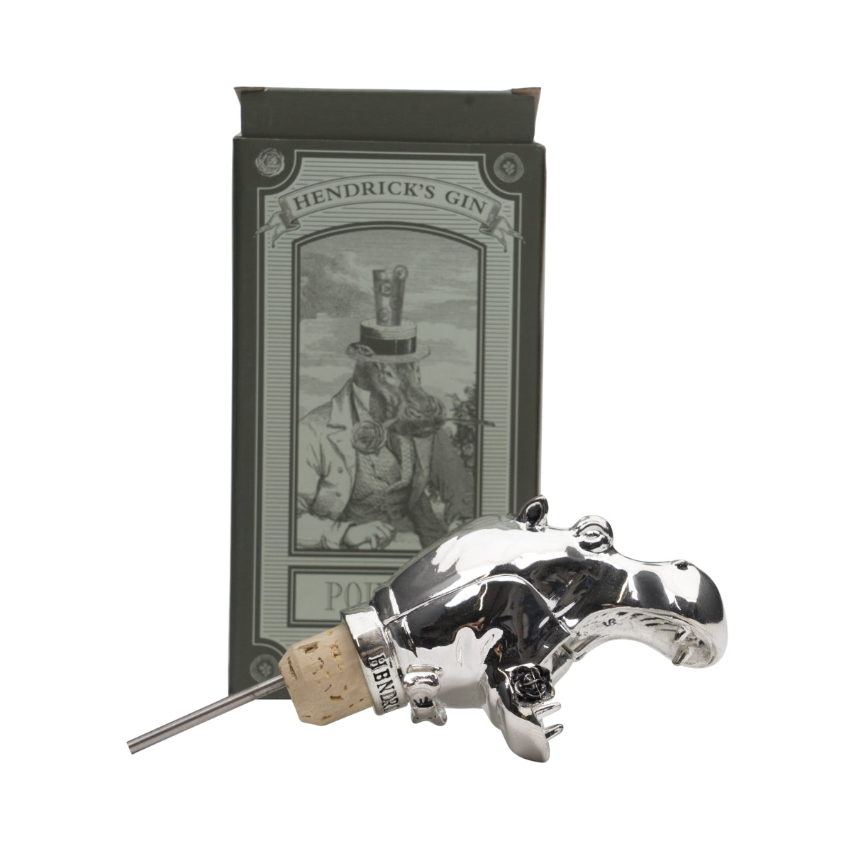 Hendricks Gin Versatore Ippopotamo in acciaio inox Versatore per bottiglie Dosatore da bar