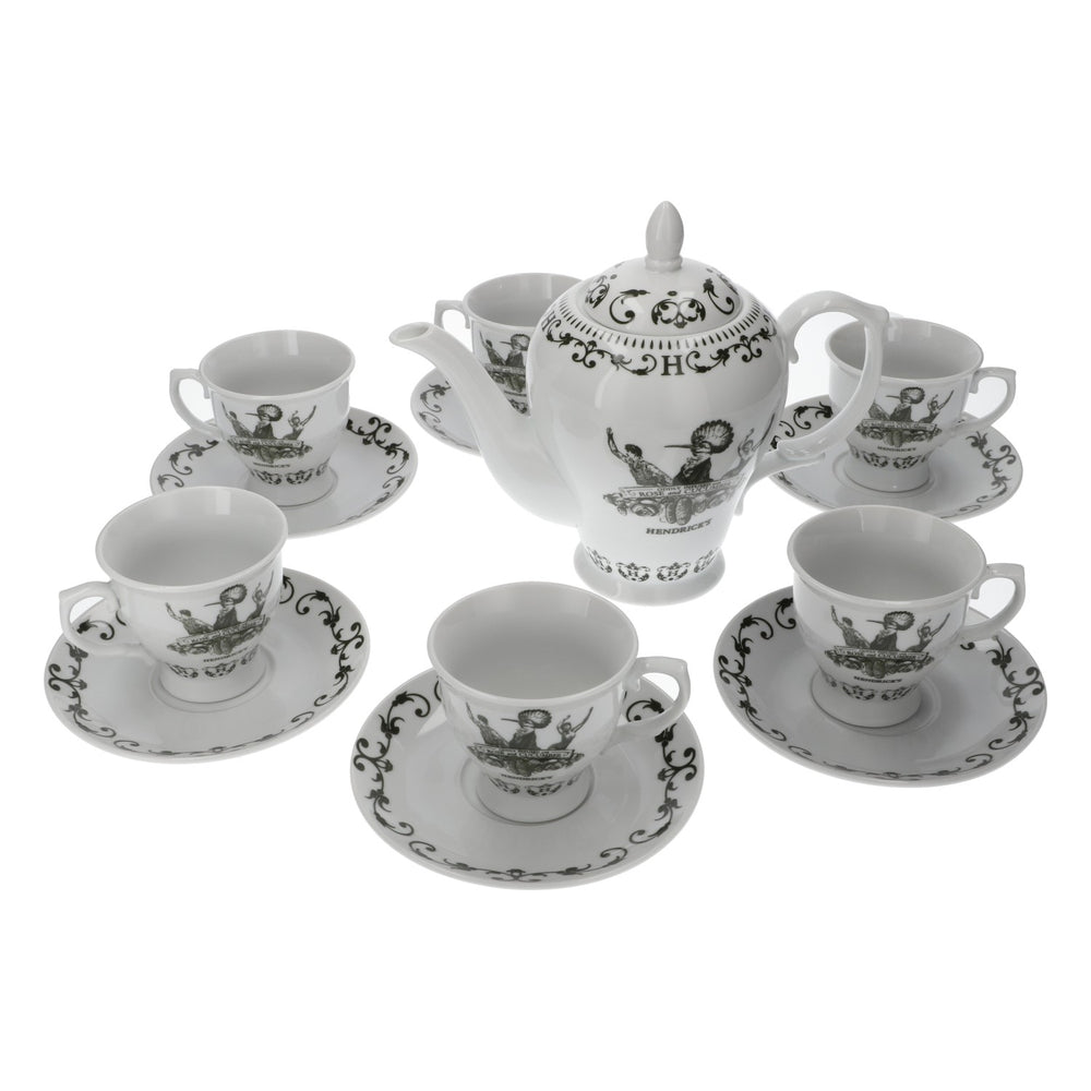 Servizio da tè Hendricks Gin Teapot + 6 tazze + piattini di altissima qualità e raro