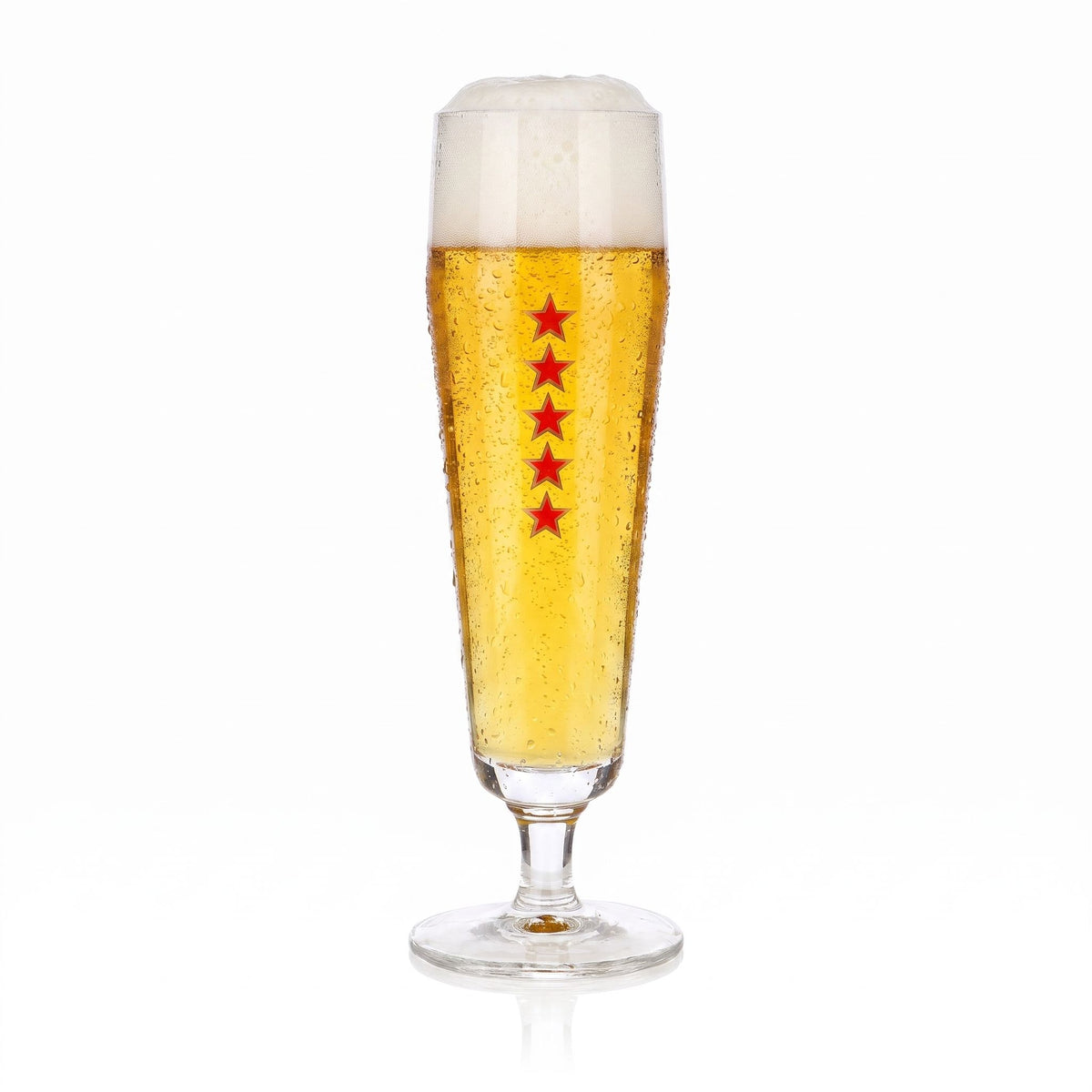 Bicchiere da birra Hensen da 0,25 l, a forma di coppa, stile Pilsner, con logo a forma di tulipano e stella