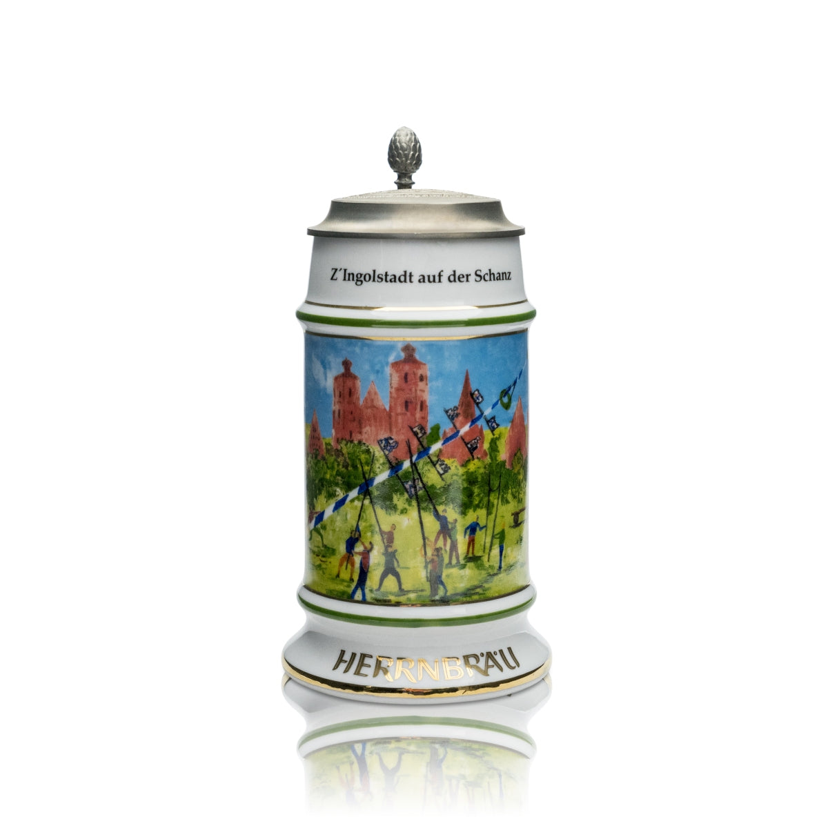 Boccale da birra da collezione Herrnbräu con certificato 0,5 l Christian Seybold 1998 con coperchio