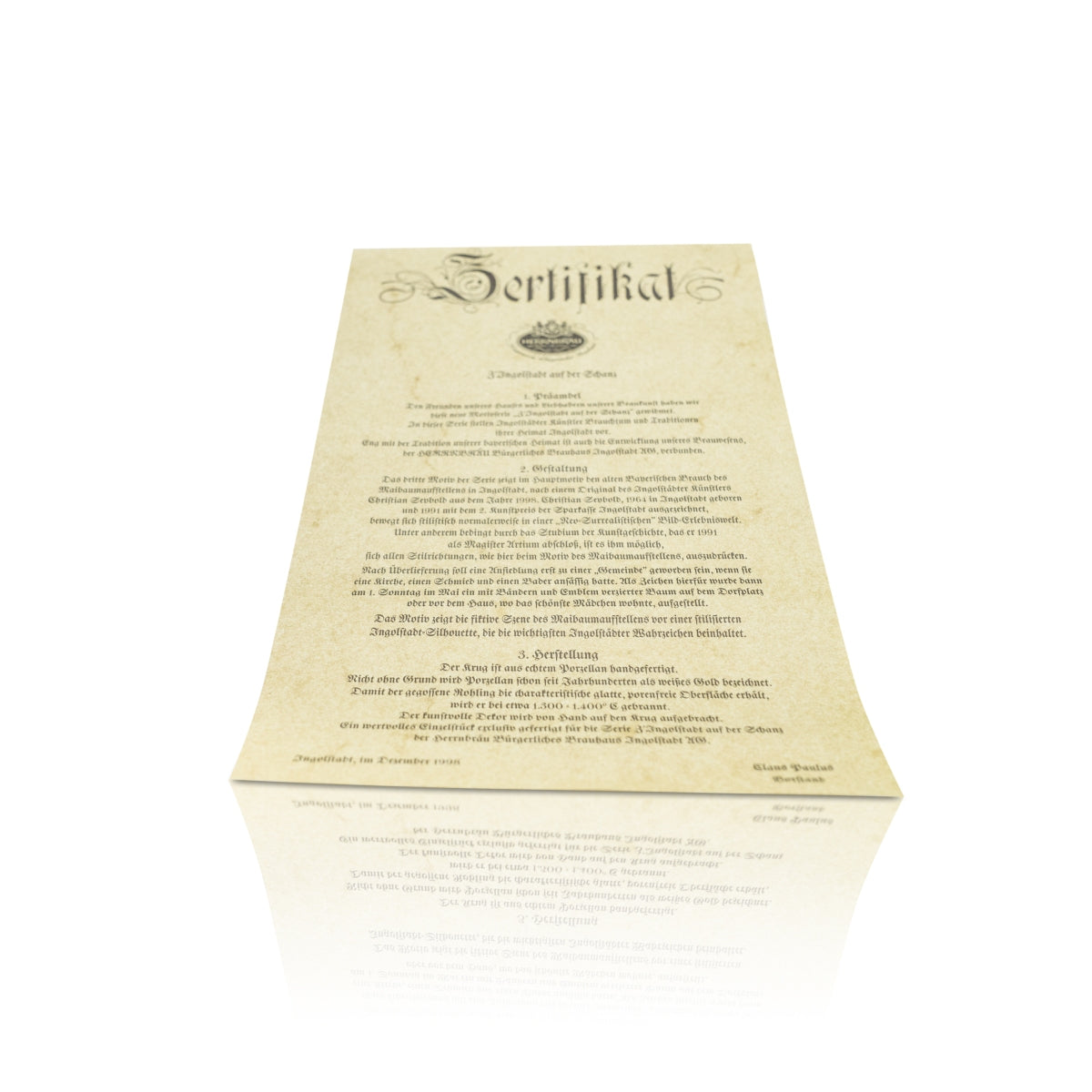 Boccale da birra da collezione Herrnbräu con certificato 0,5 l Christian Seybold 1998 con coperchio – Vista 5