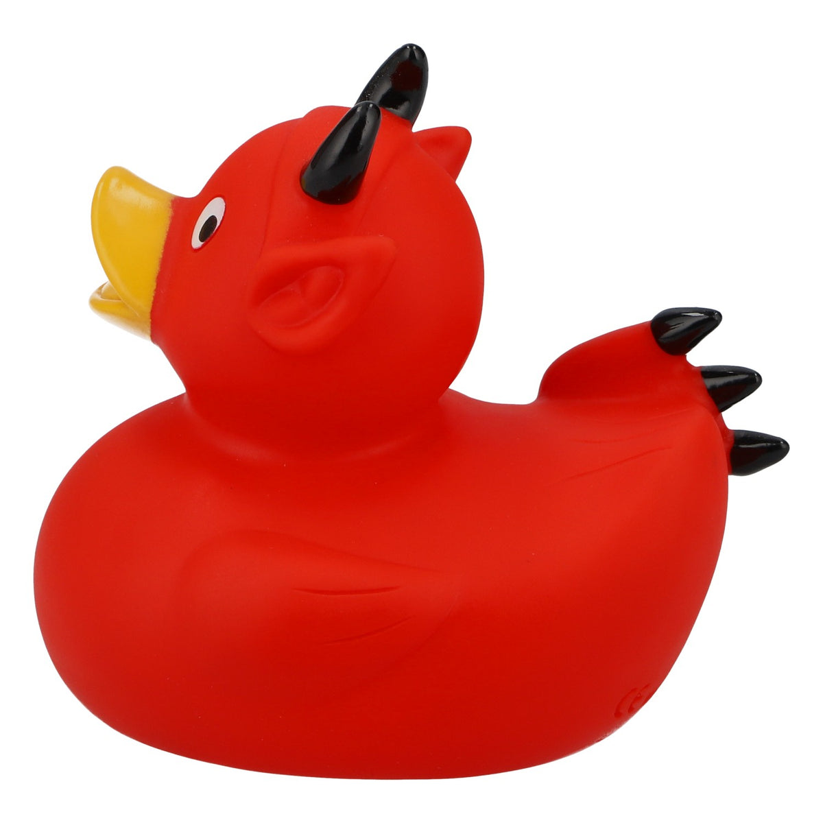Devil, paperella da bagno gommata, paperella che squittisce, rossa, con corna e tridente – Vista 2
