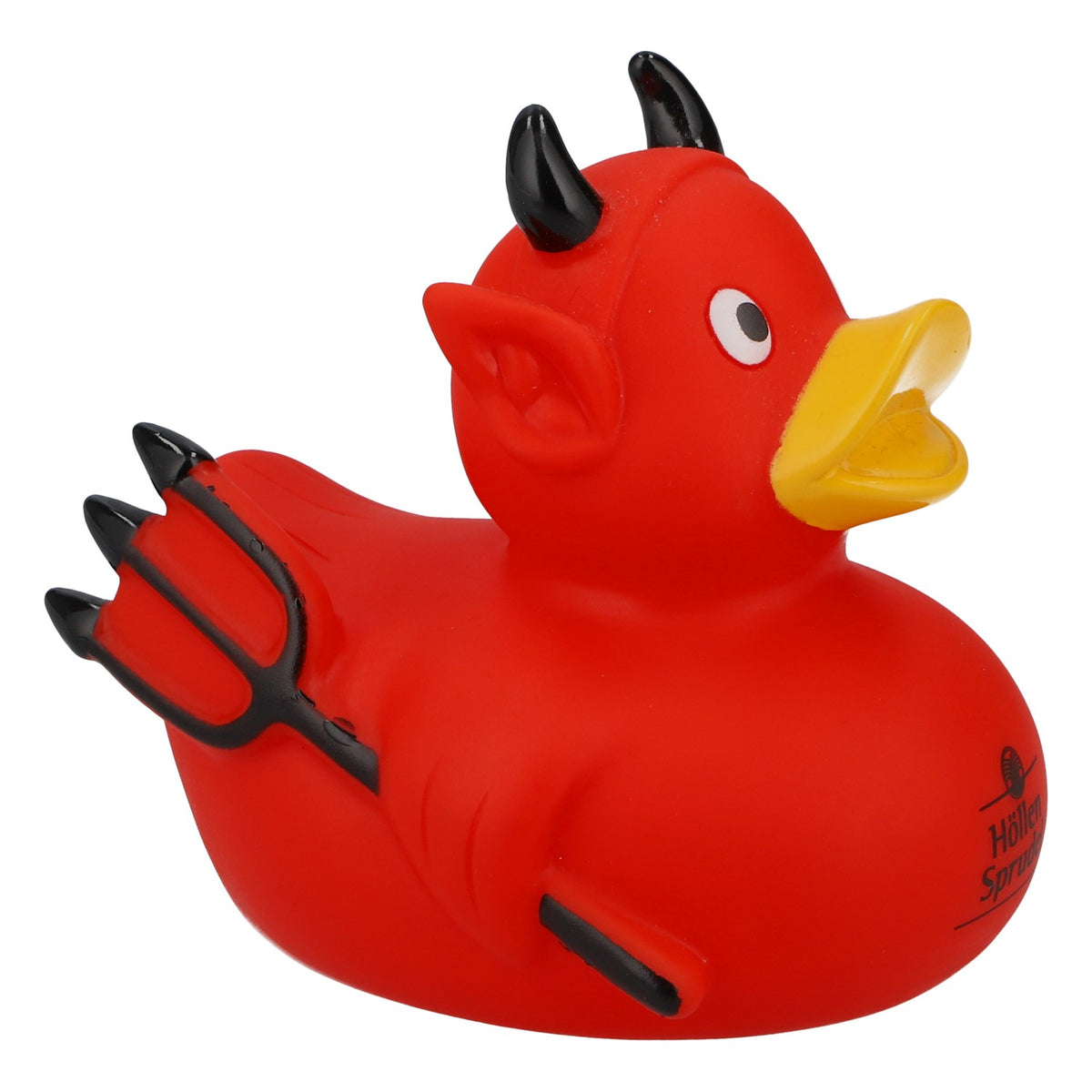 Devil, paperella da bagno gommata, paperella che squittisce, rossa, con corna e tridente – Vista 4