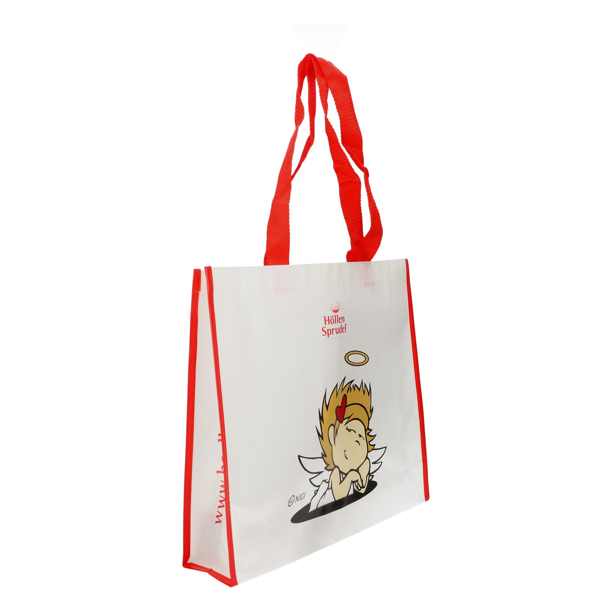 Borsa per la spesa "Höllensprudel" con motivo a pesciolini, bianca/rossa, Nici, in plastica – Vista 2