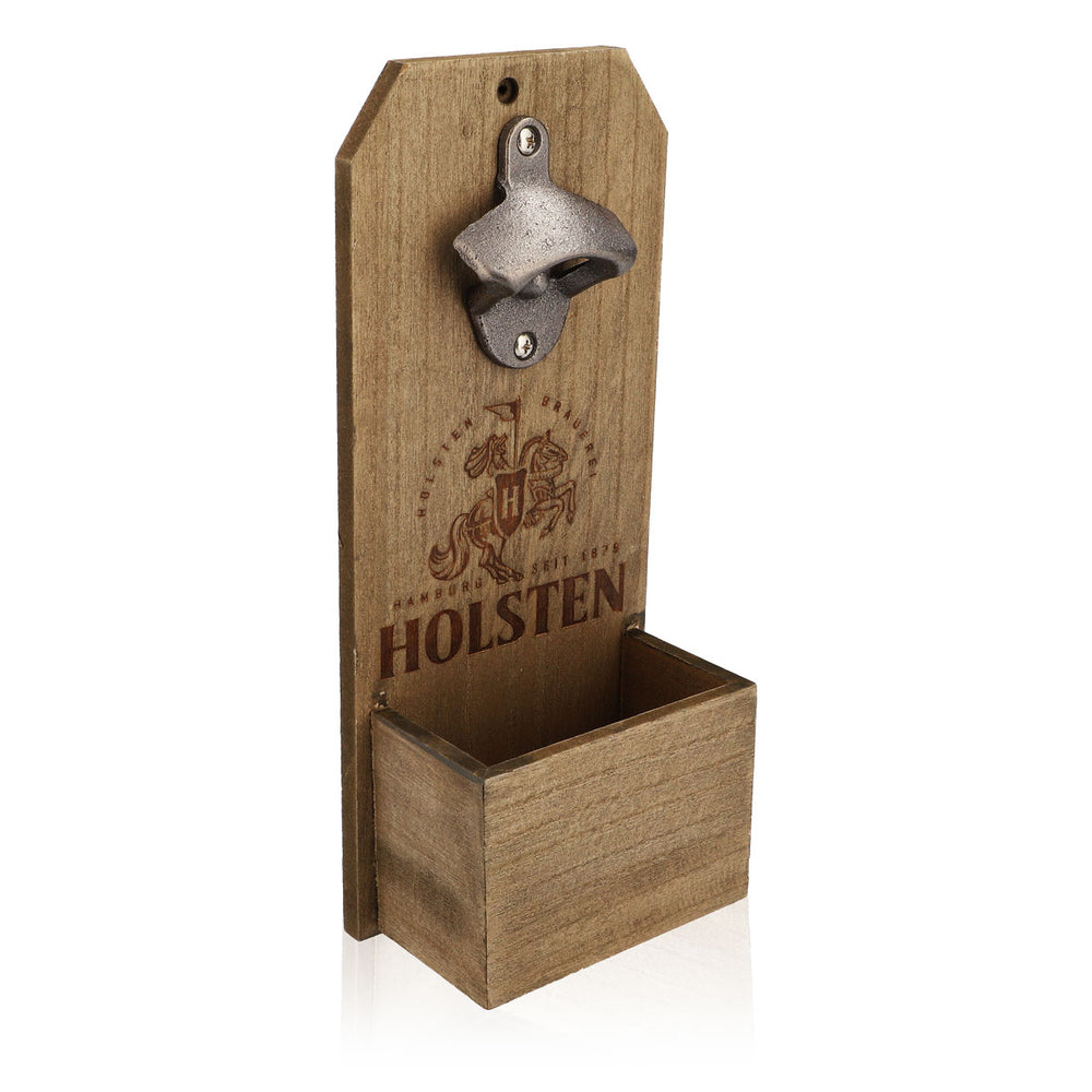 Holsten Pilsener Apribottiglie da parete in vero legno Contenitore di raccolta Apribottiglie da bar