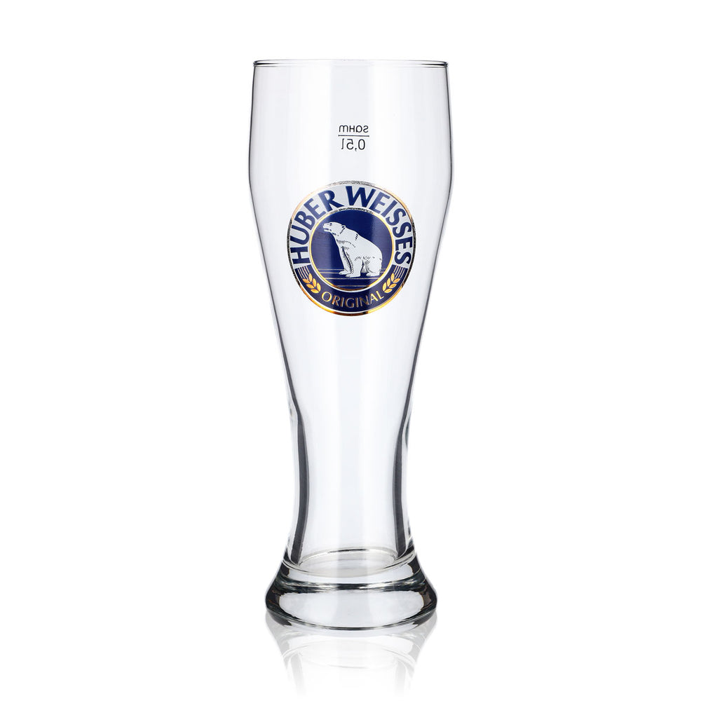 Bicchiere da birra Huber Weisse da 0,5 l, bicchiere da birra di frumento, bicchiere da birra di frumento "Sahm", bicchiere da birra di frumento con lievito