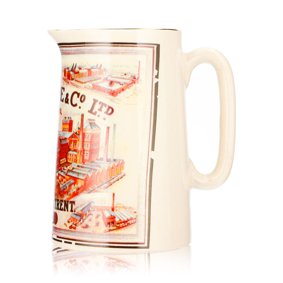 Bicchiere da birra Ind Coope, boccale in ceramica da 0,55 l, Brewers Burton on Trent, bordo dorato – Vista 6