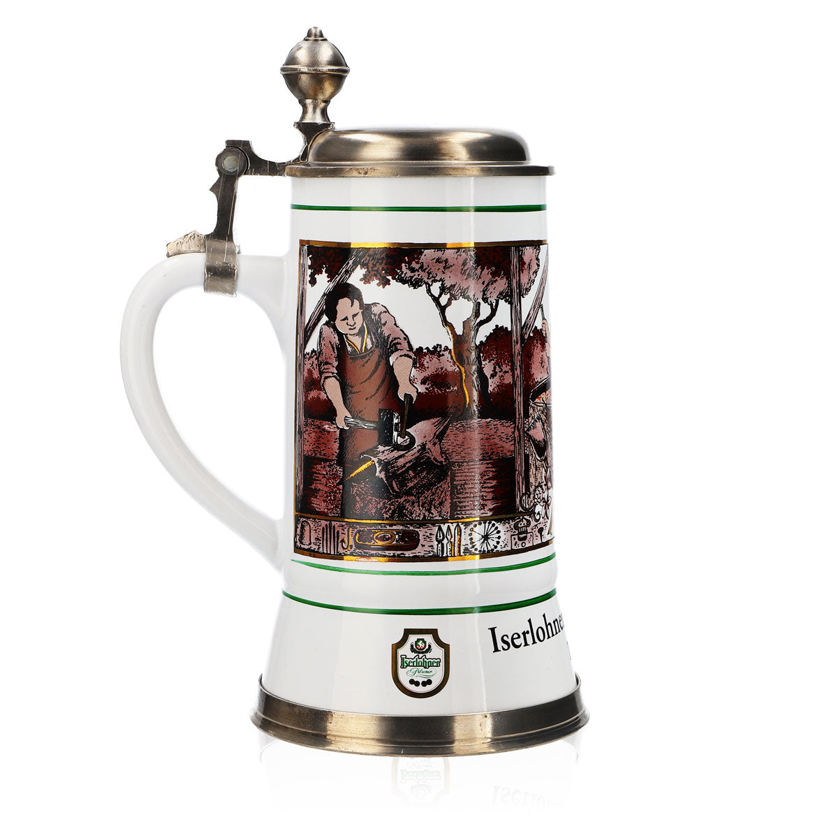 Bicchiere da birra Iserlohner, boccale annuale 1996, boccale in ceramica con coperchio in peltro, 1,09 l – Vista 3