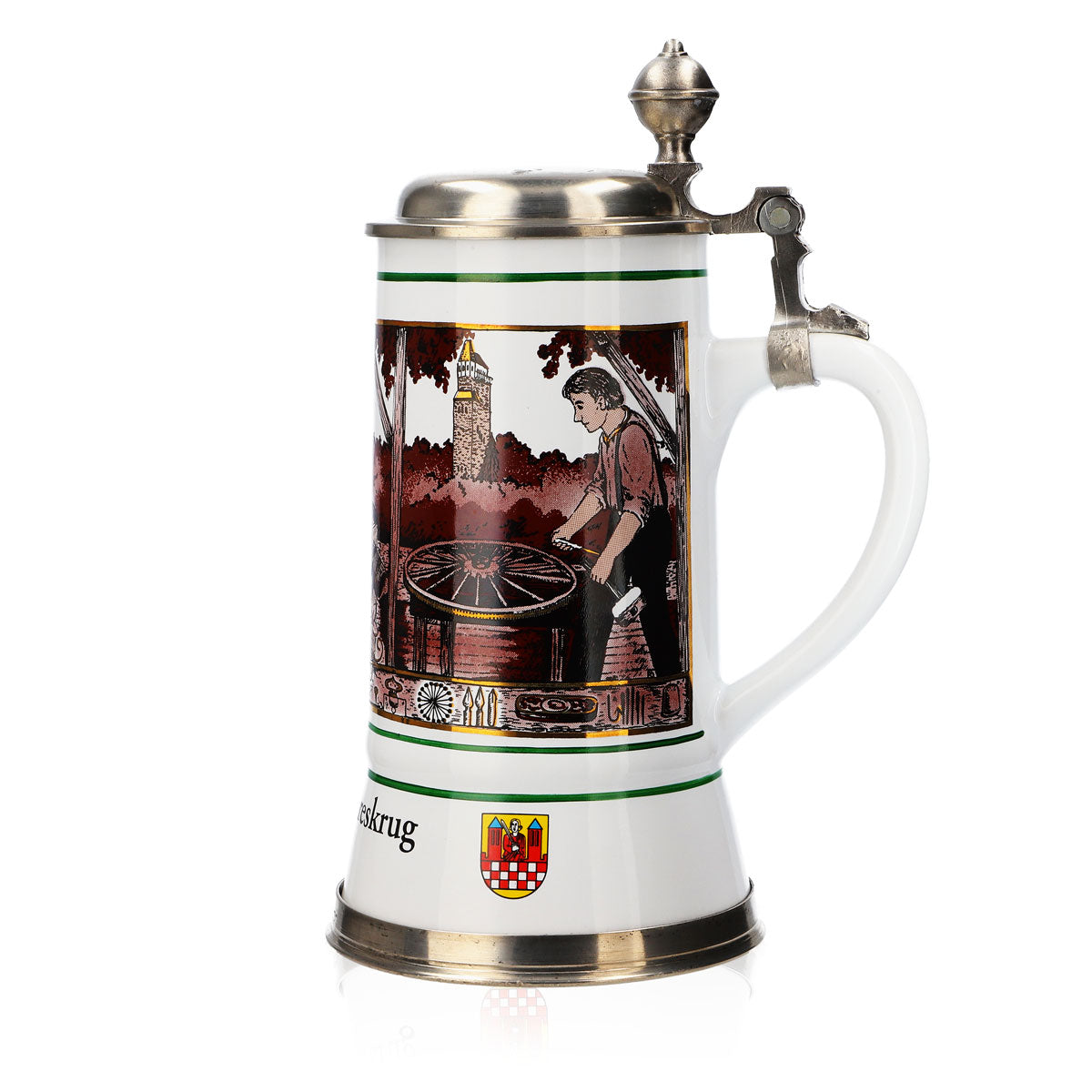 Bicchiere da birra Iserlohner, boccale annuale 1996, boccale in ceramica con coperchio in peltro, 1,09 l – Vista 5
