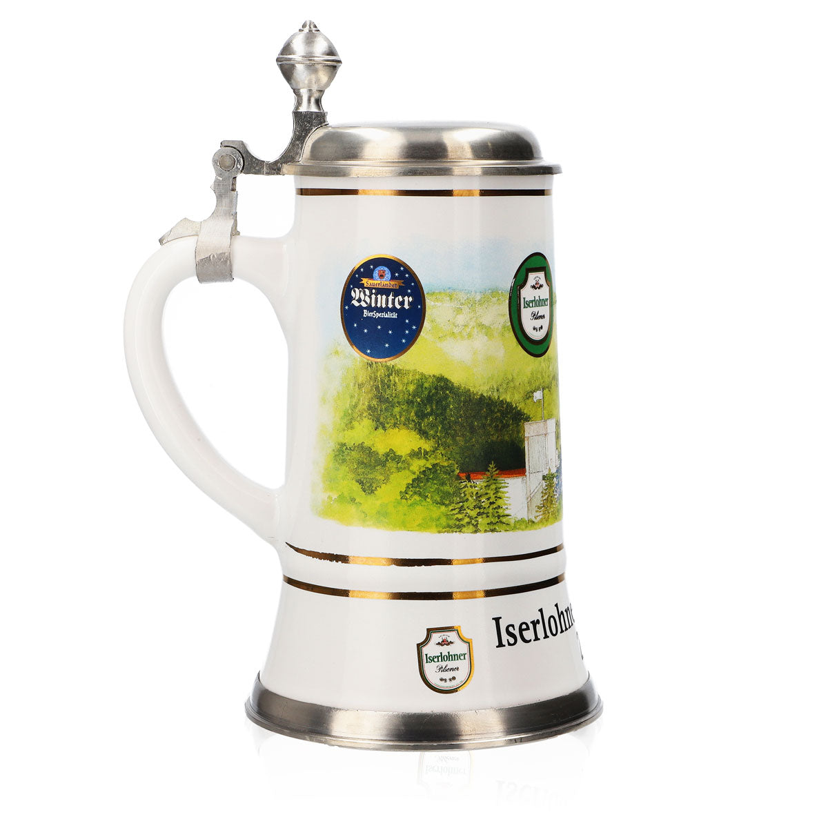 Bicchiere da birra Iserlohner, boccale annuale 2001, boccale in ceramica con coperchio in peltro, 0,65 l – Vista 3