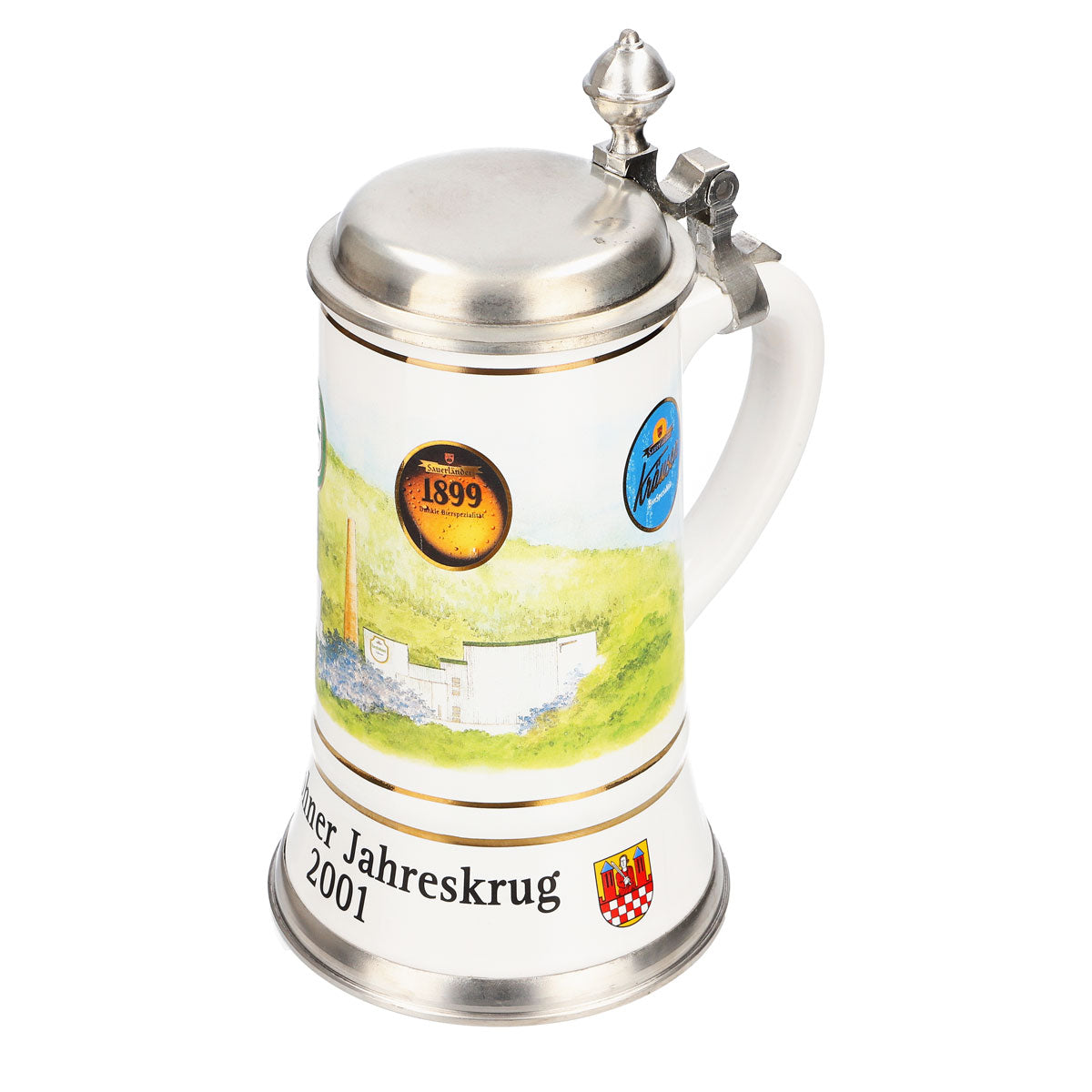 Bicchiere da birra Iserlohner, boccale annuale 2001, boccale in ceramica con coperchio in peltro, 0,65 l – Vista 6
