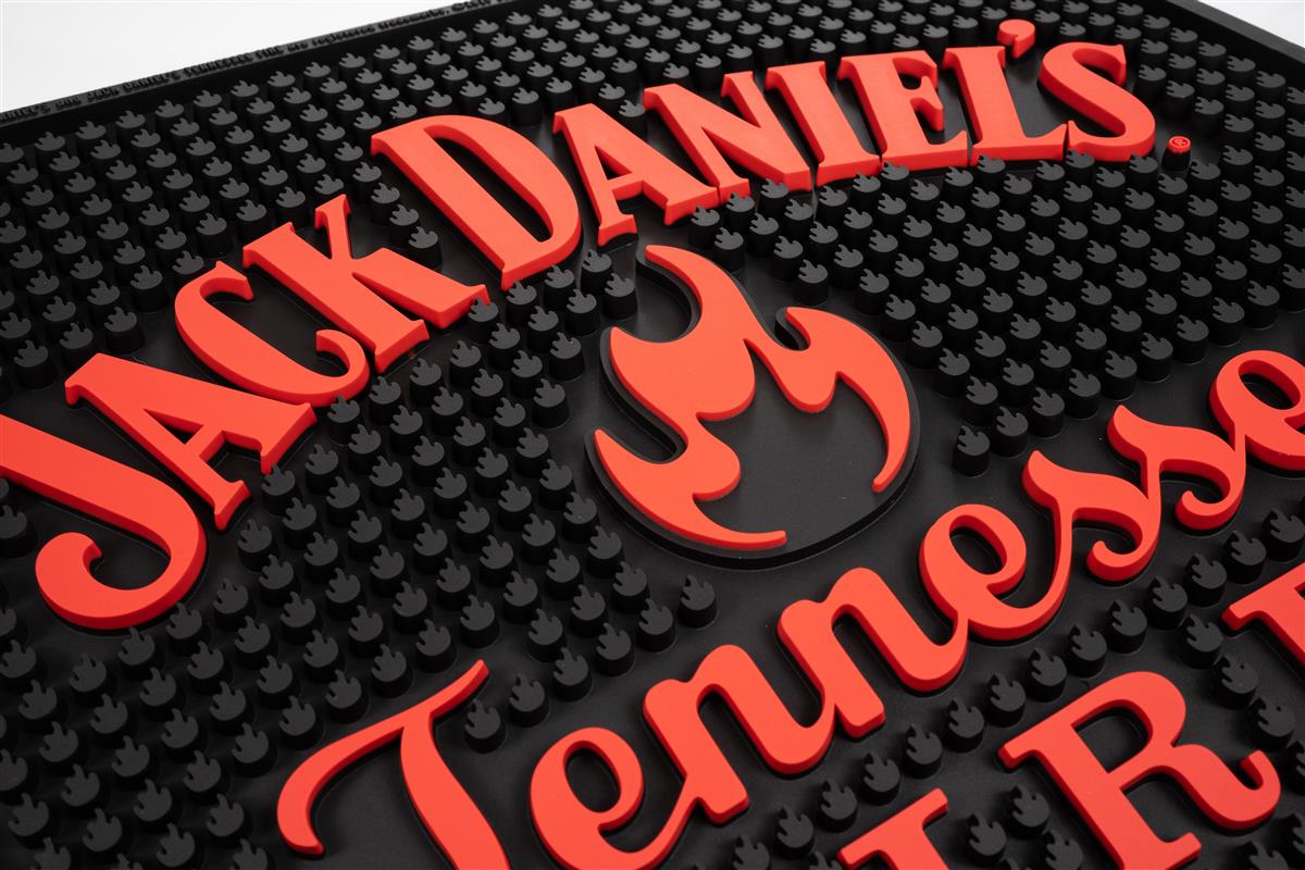 Jack Daniels Whisky Tappetino da bar Tappetino scolapiatti Accessori da bar Fire Quadrato rosso – Vista 2