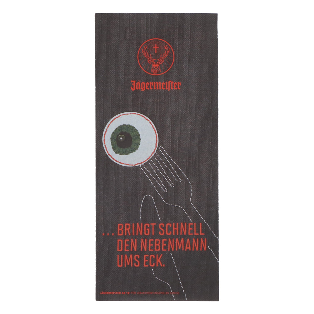 Portaposate Jägermeister con tovagliolo nero "Wildes Fuchteln Besteck"