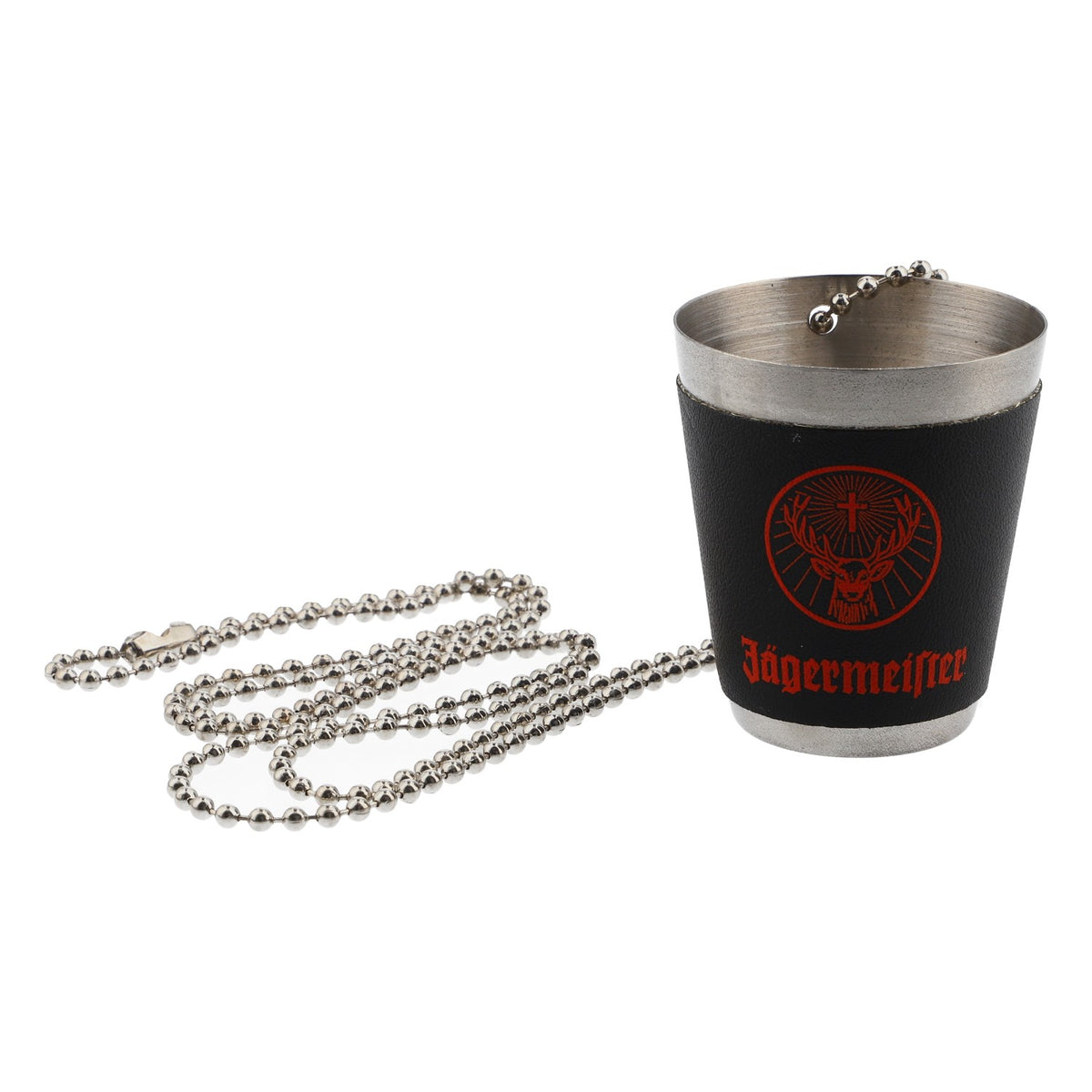 Jägermeister Liquore Bicchiere 2 cl Bicchierino Stamper Acciaio inossidabile con catena Logo