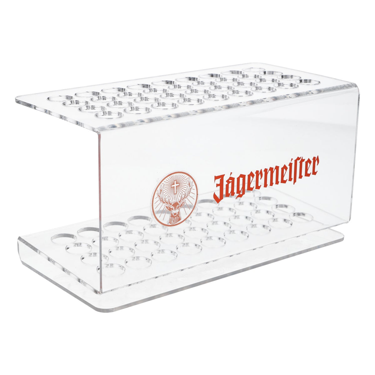 Portabicchieri da shot per liquore Jägermeister, modello Tooter Rack, logo arancione, nuovo, in plastica