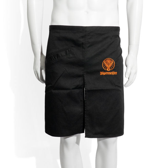 Grembiule Jägermeister Bistro corto nero con spacco posteriore e tasca interna, circa 48 cm