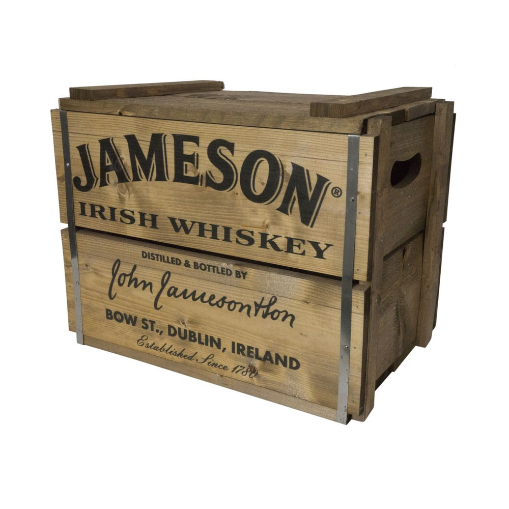 Jameson Whiskey Scatola di legno  Coperchio ribaltabile 49x37x32cm Scatola espositiva Decorativa Pubblicitaria