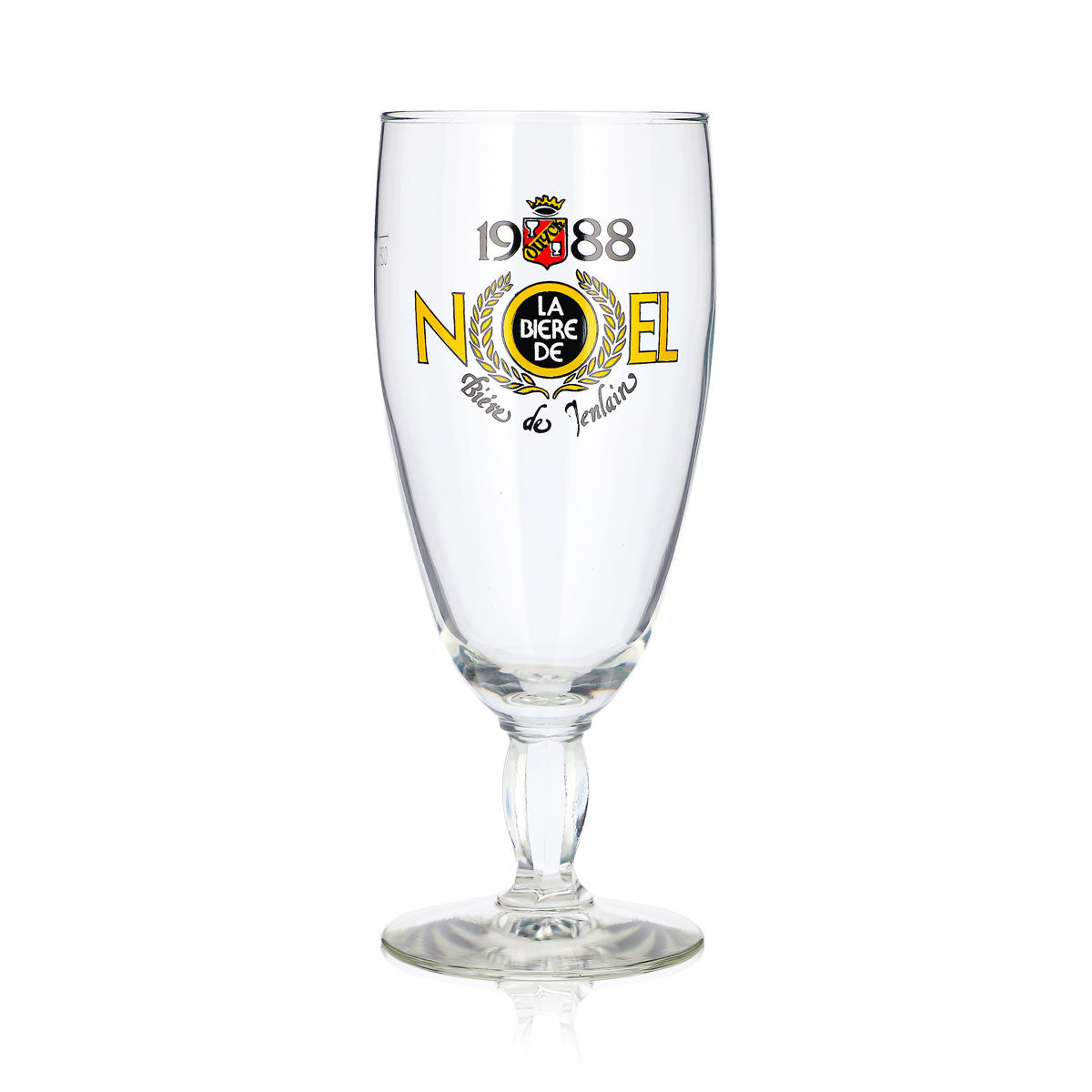 Bicchiere da birra Jenlain, calice da 0,25 l, modello Tulip Noel 1988, con stelo squadrato – Vista 2