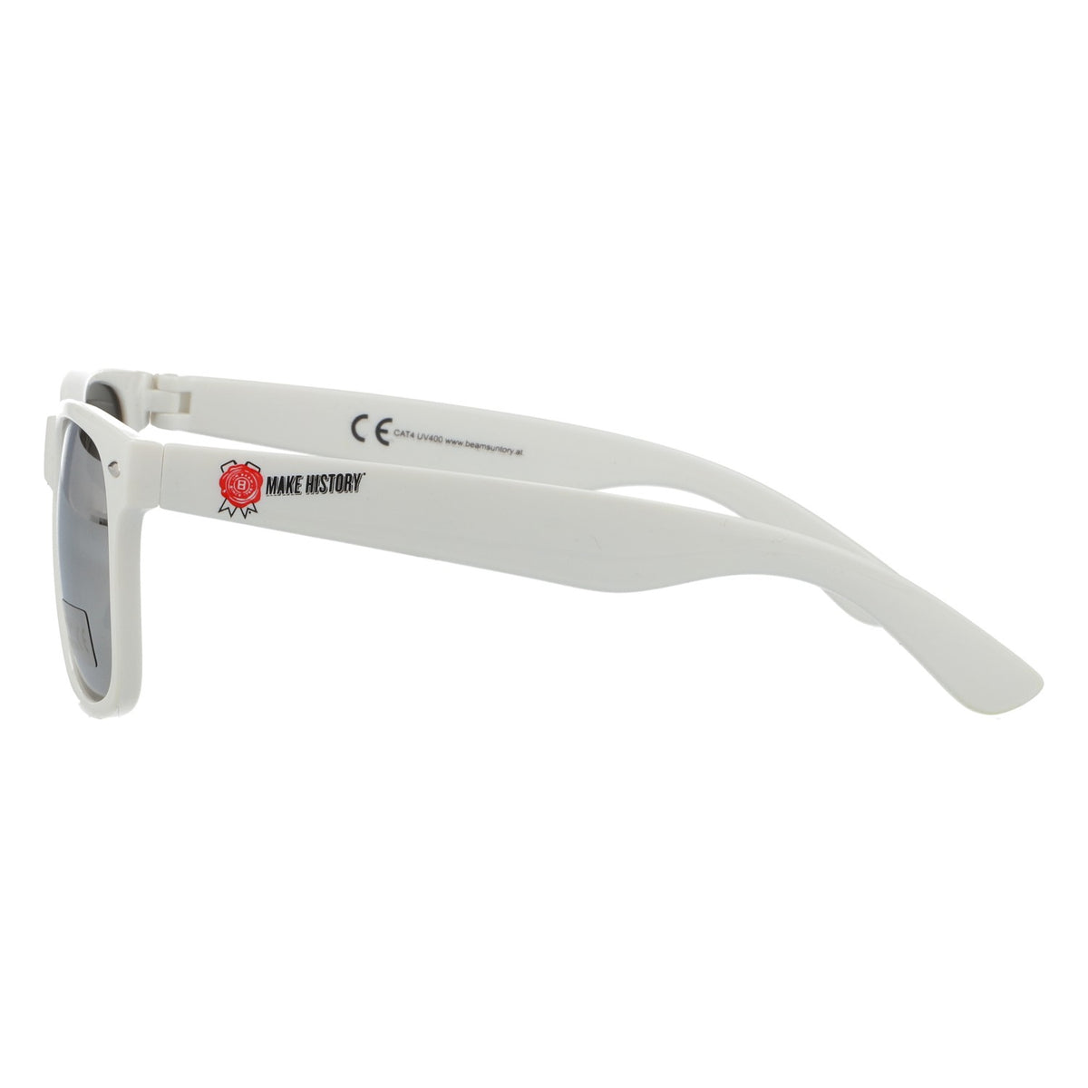 Occhiali da sole Jim Beam bianchi con lenti a specchio UV 400, modello Wayfarer – Articolo per fan – Vista 3