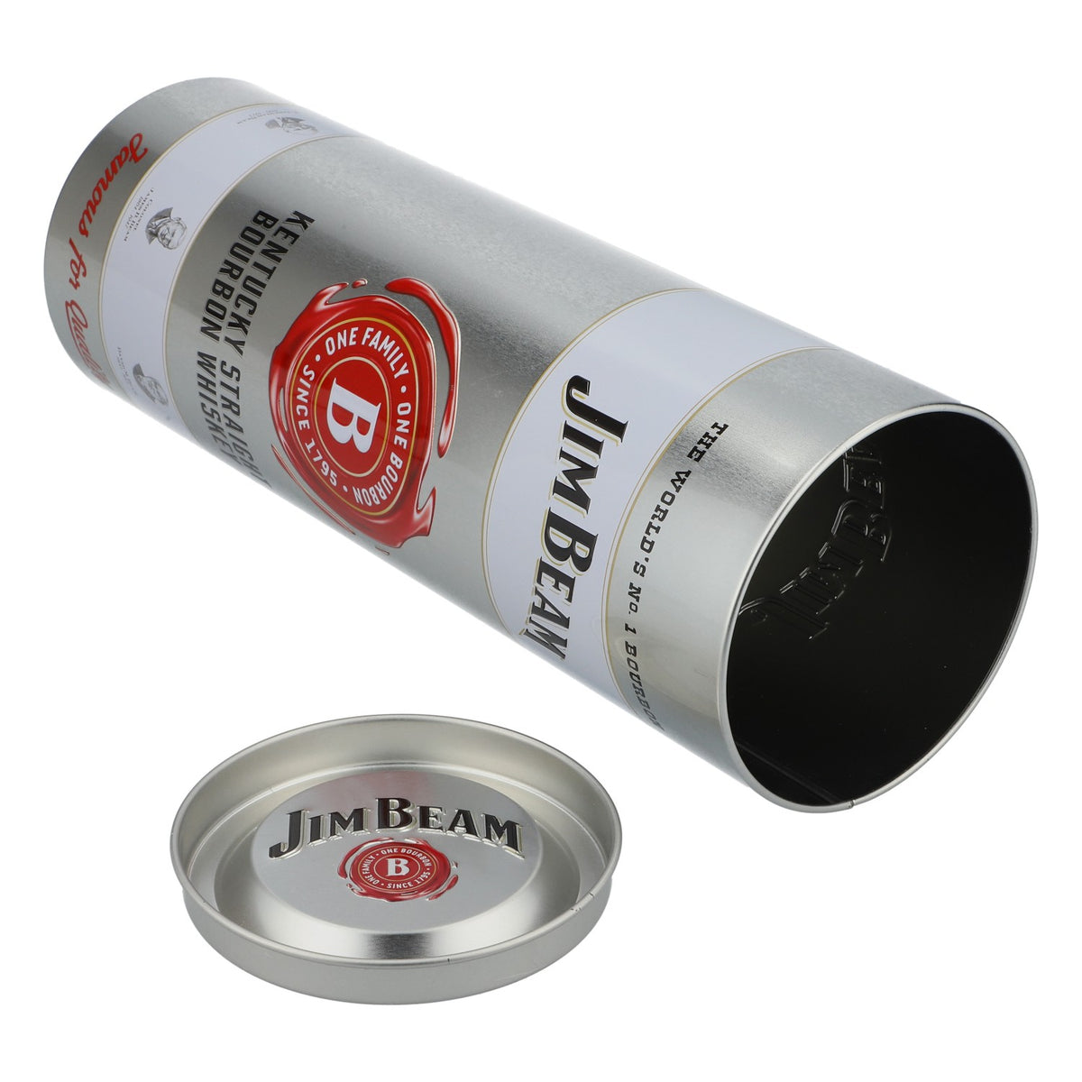 Jim Beam Whisky Lattina Decorativa Decorazione Rotonda Argento – Vista 4