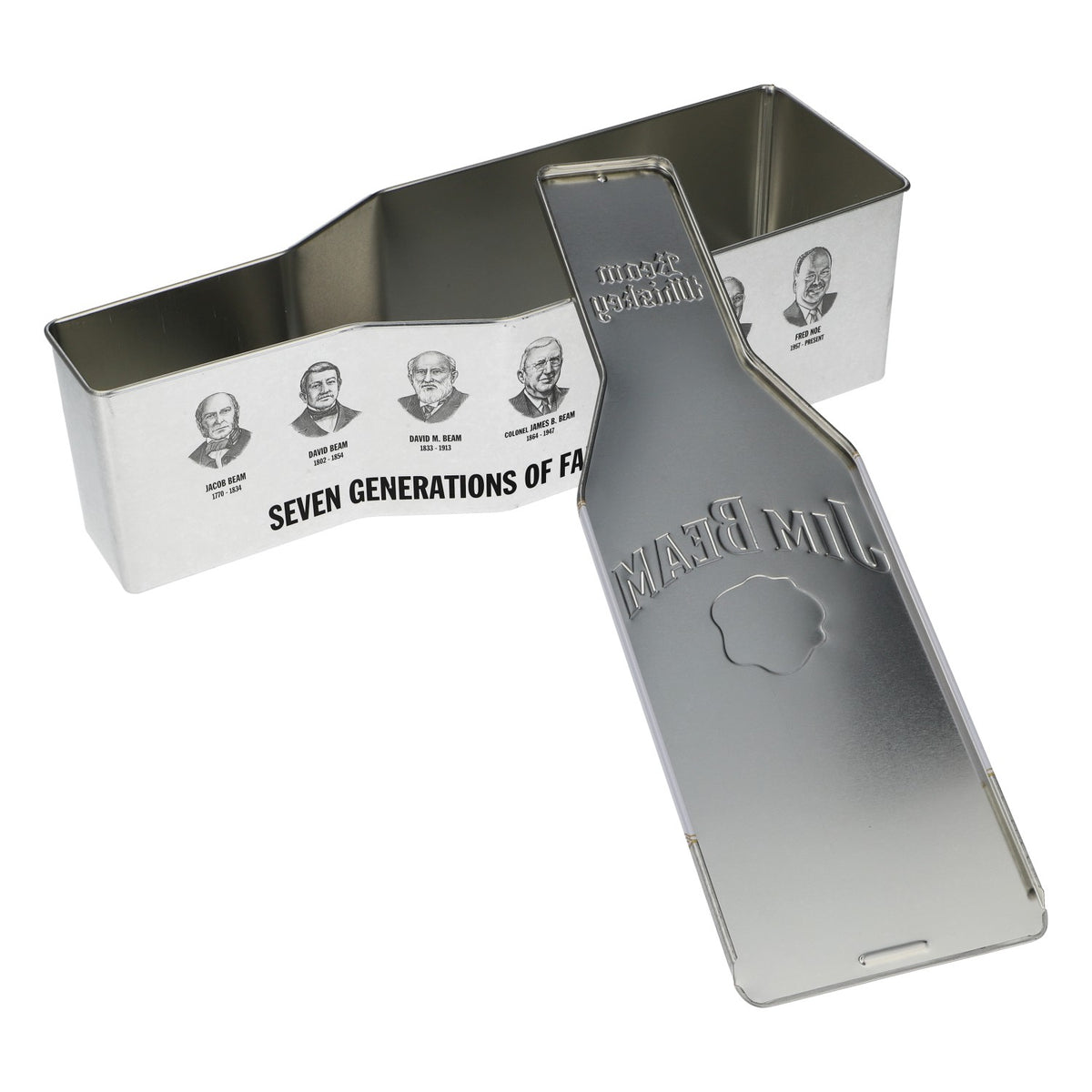 Jim Beam Whisky Scatola metallica quadrata a forma di bottiglia argento – Vista 5
