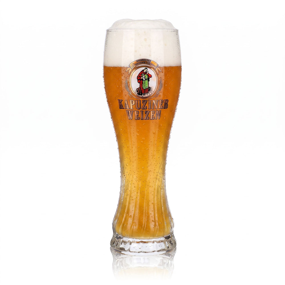 Bicchiere da birra Kapuziner da 0,5 l, a forma di coppa, con motivo a rilievo “Weizen Sahm”