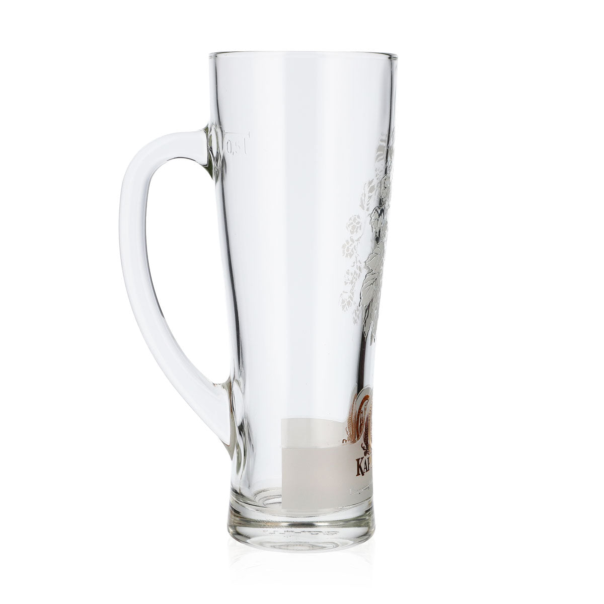 Bicchiere da birra Kapuziner, boccale da birra da 0,5 l, con manico, logo in rilievo, motivo dorato, boccale da birra – Vista 3