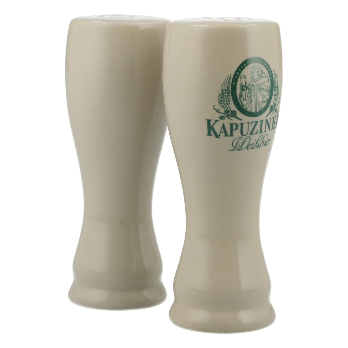 Set di spargisale e spargipepe Kapuziner in ceramica, con design ispirato al bicchiere da birra bianca – Vista 2